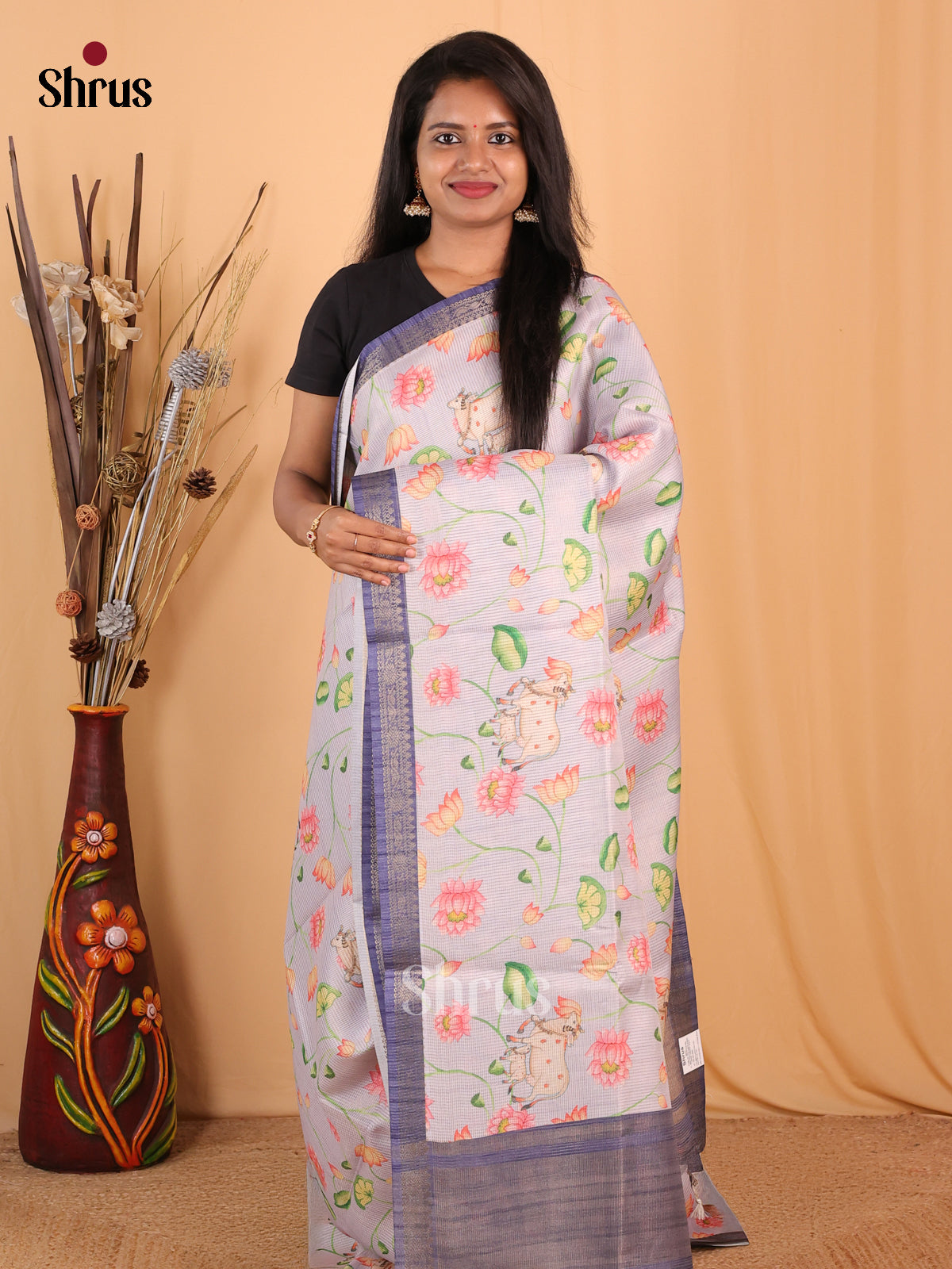 Lavender & Purple - Champa semitussar Saree - Shop on Shrus.com
