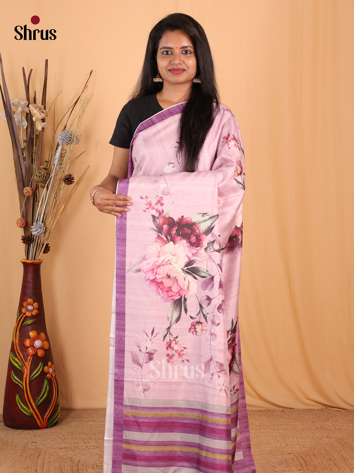 Lavender & Purple- Champa semitussar Saree - Shop on Shrus.com