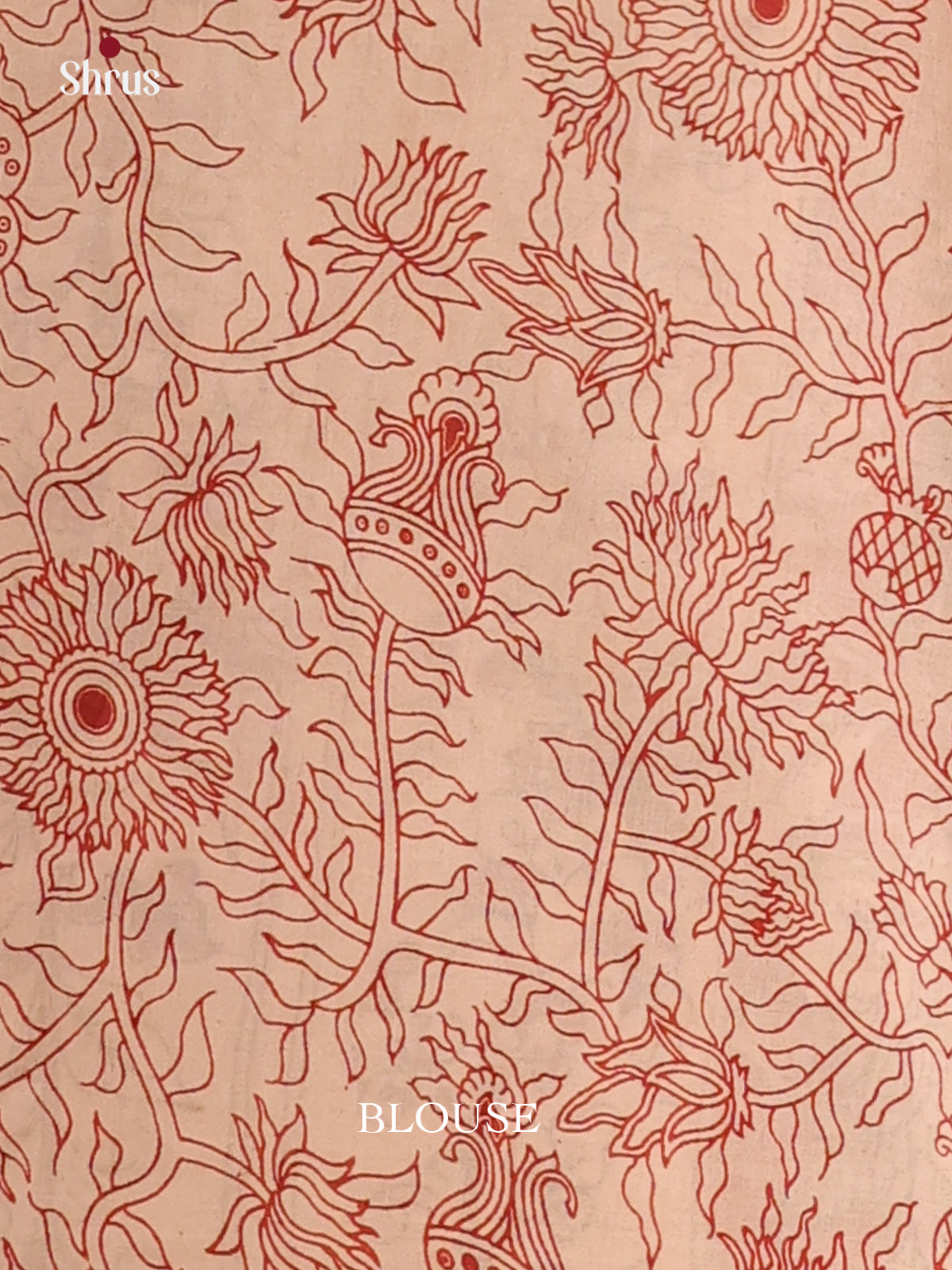 Green & Red - kalamkari-cotton Saree - Shop on Shrus.com