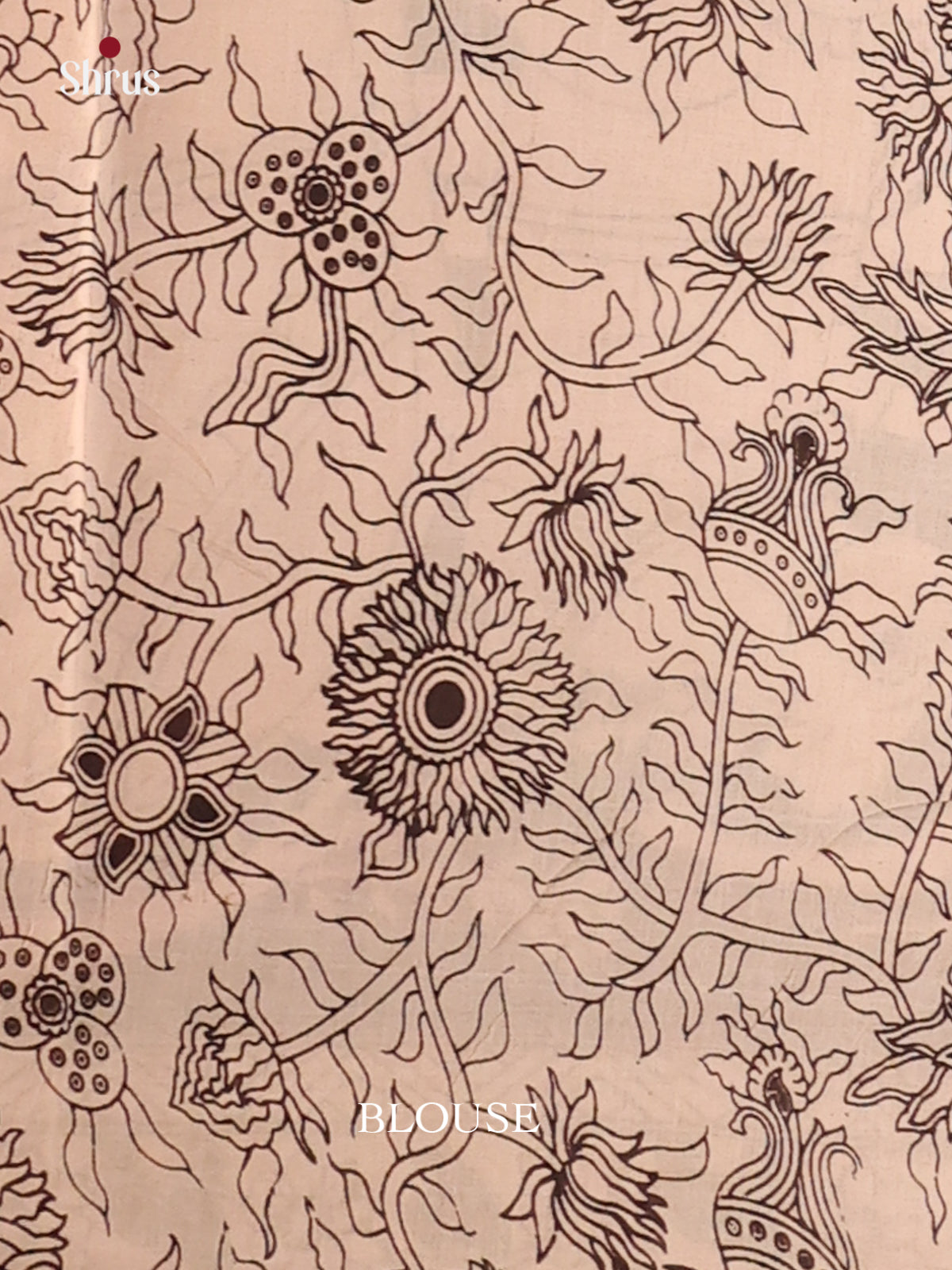 Black & Cream - kalamkari-cotton Saree - Shop on Shrus.com