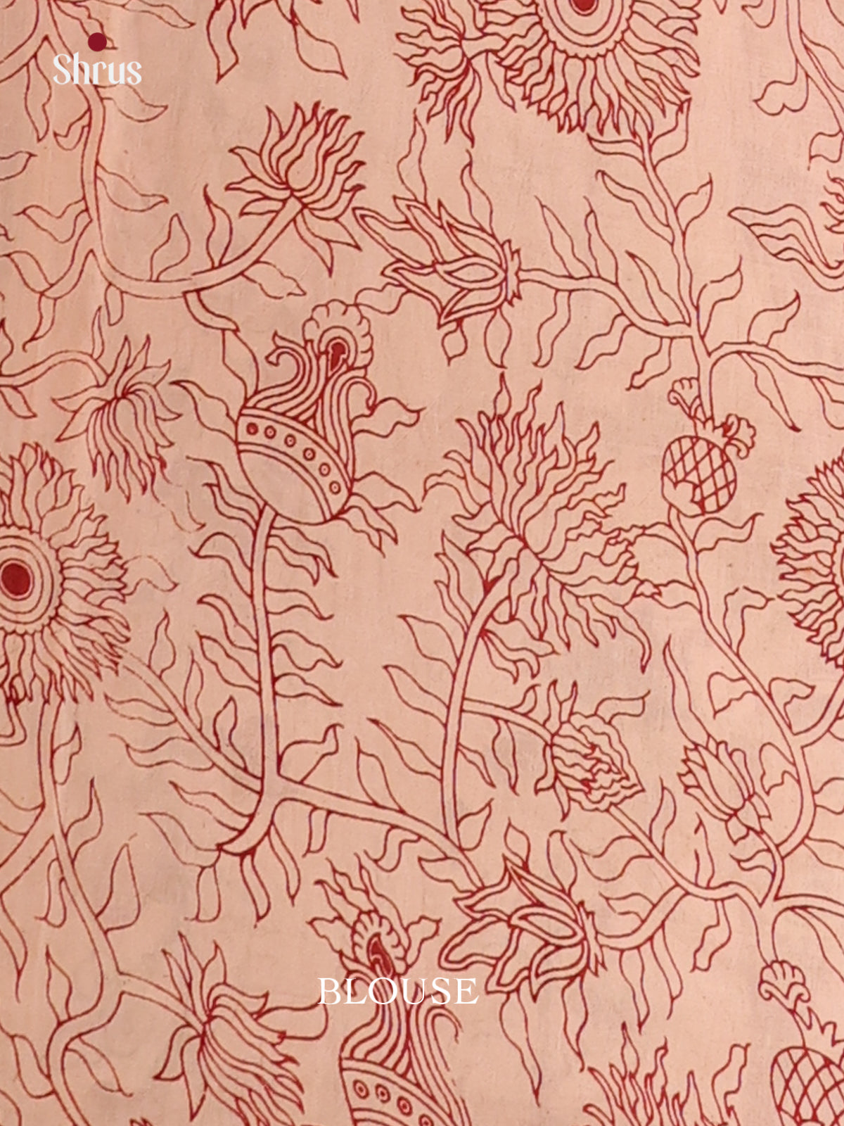 Red & Cream - kalamkari-cotton Saree - Shop on Shrus.com