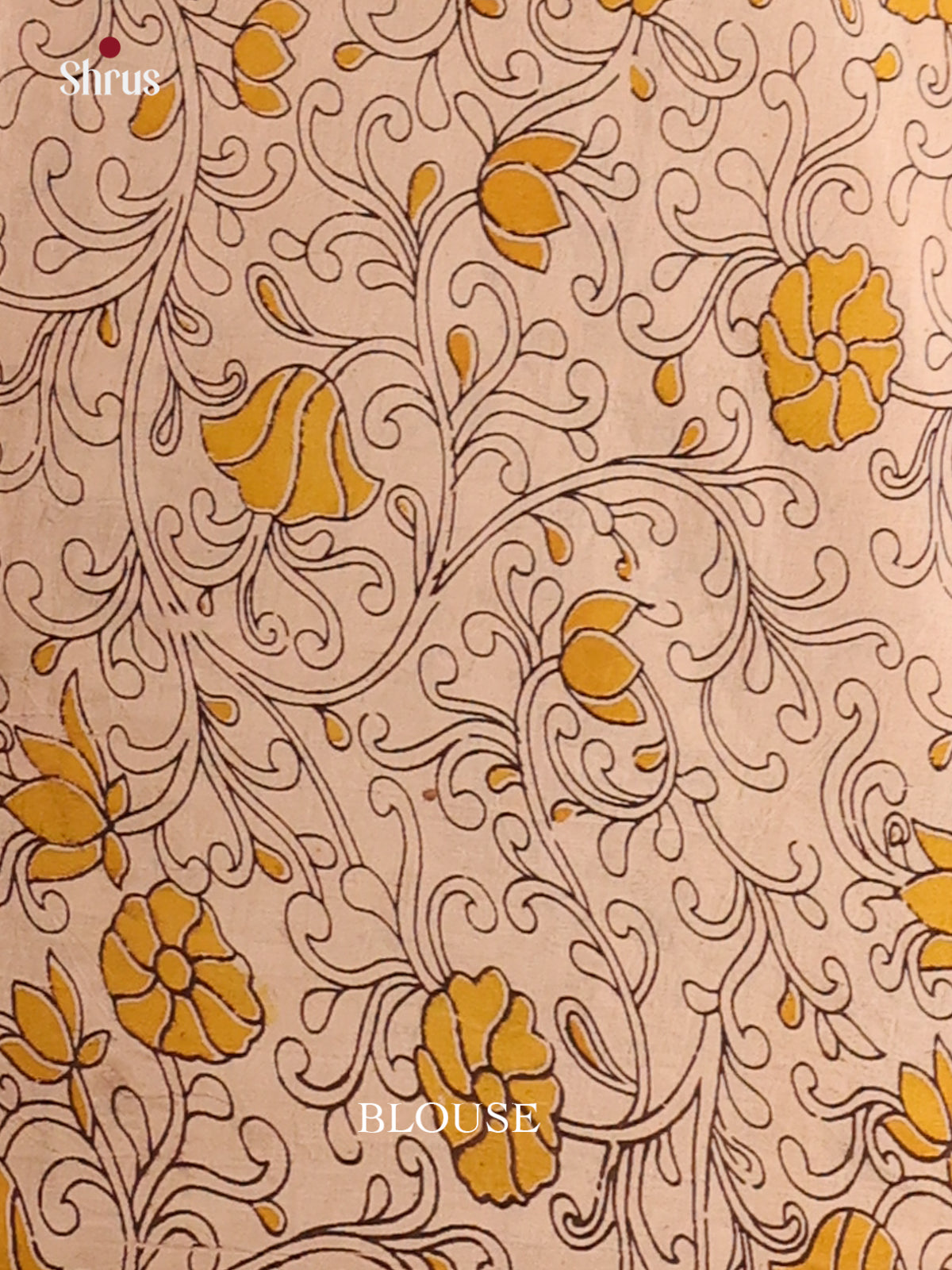 Blue & Yellow - kalamkari-cotton Saree - Shop on Shrus.com