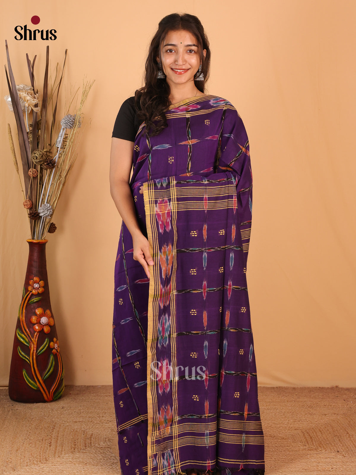 Violet - Bengal cotton Saree - Shop on Shrus.com