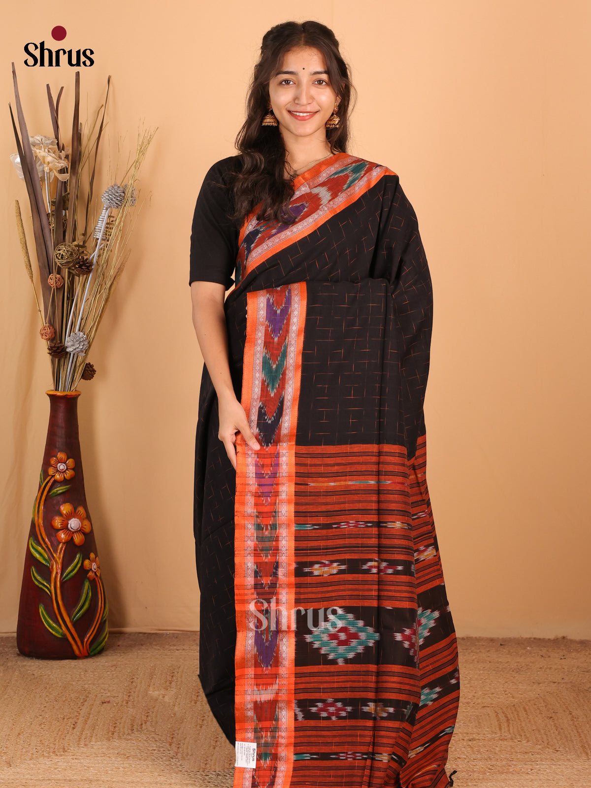 Black & Brick - Bengal cotton Saree - Shop on Shrus.com