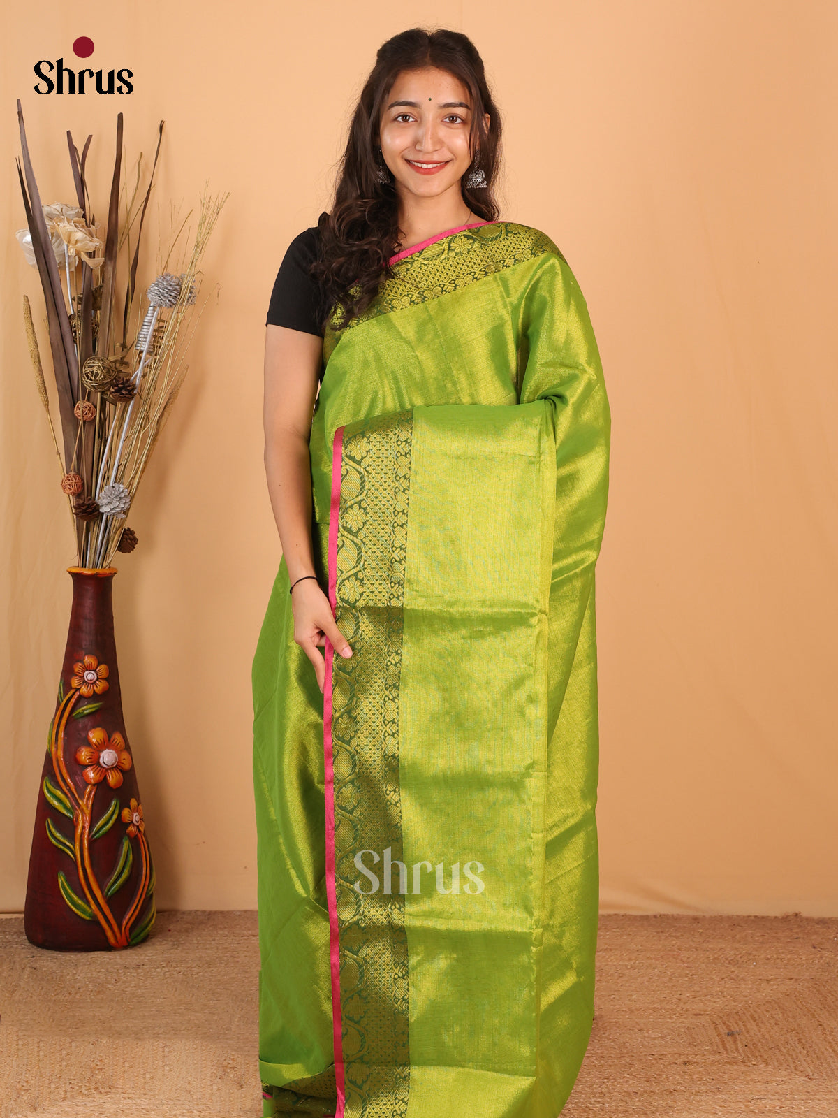 Parrot Green - Bengal cotton Saree - Shop on Shrus.com