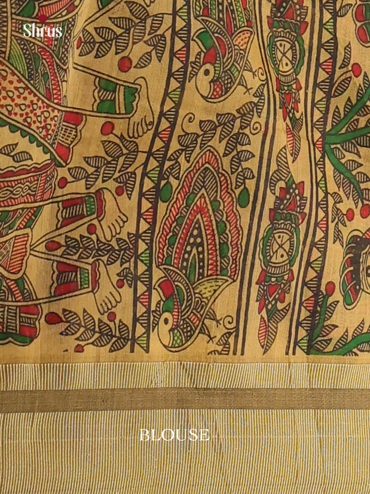 Blue & Beige - Bengal cotton Saree - Shop on Shrus.com