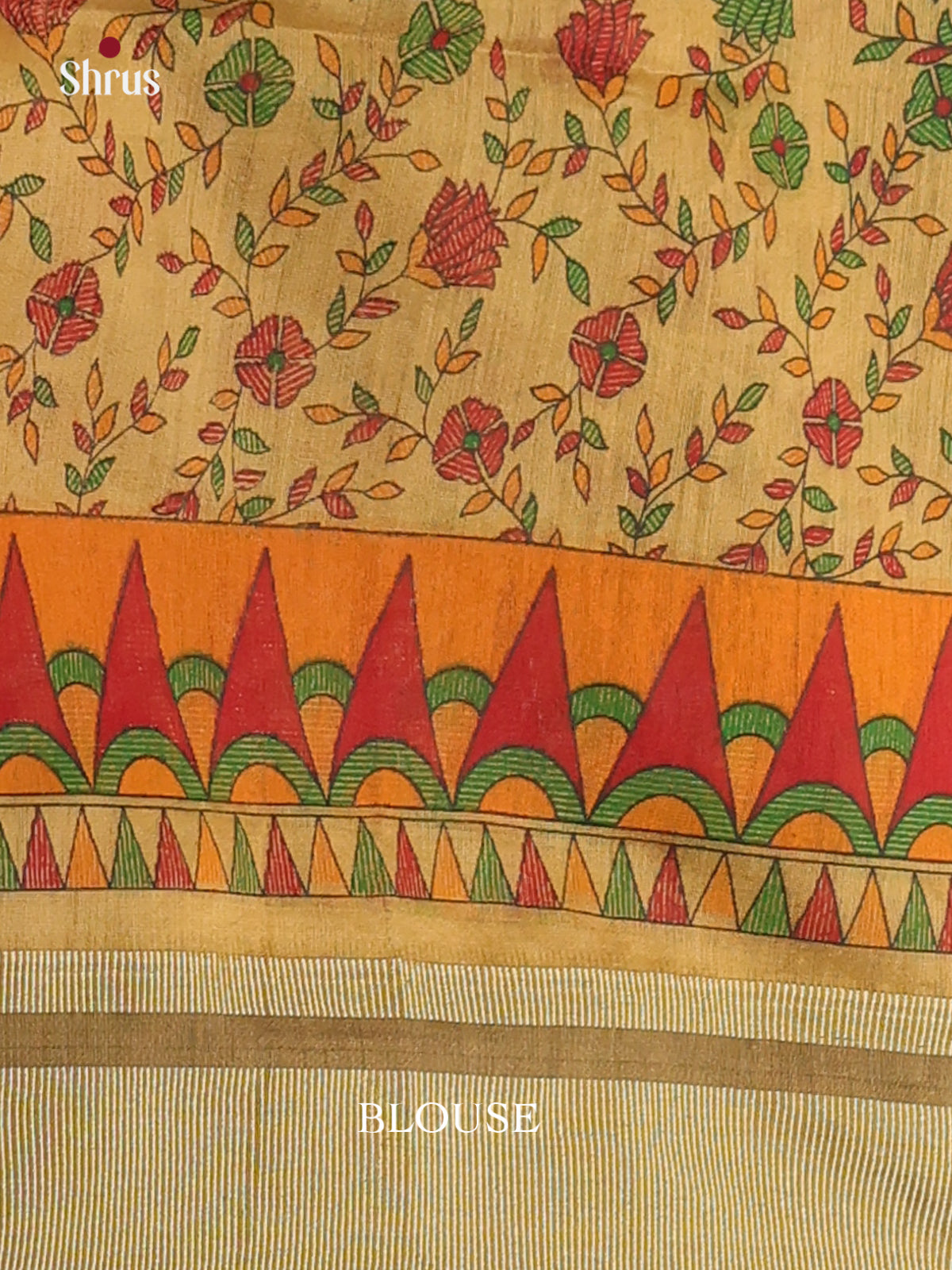 Blue & Beige - Bengal cotton Saree - Shop on Shrus.com