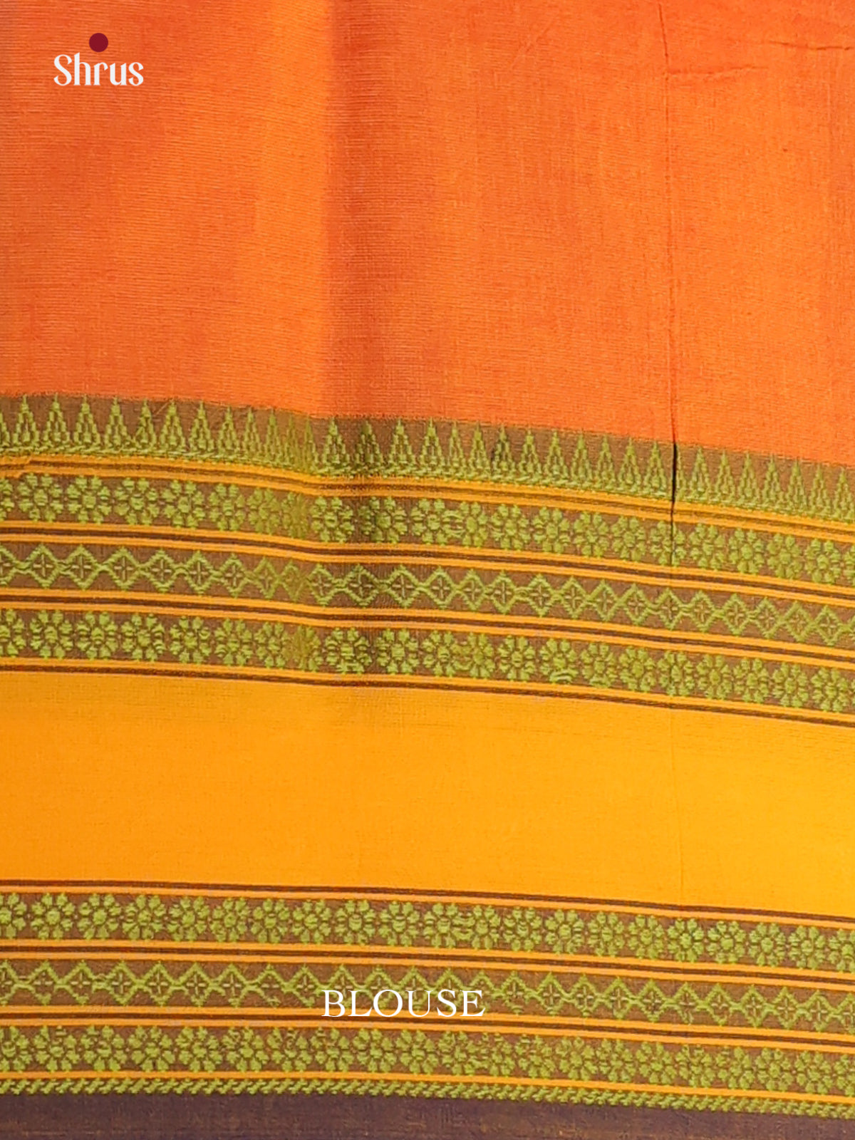 Orange & Green - Bengal cotton Saree - Shop on Shrus.com
