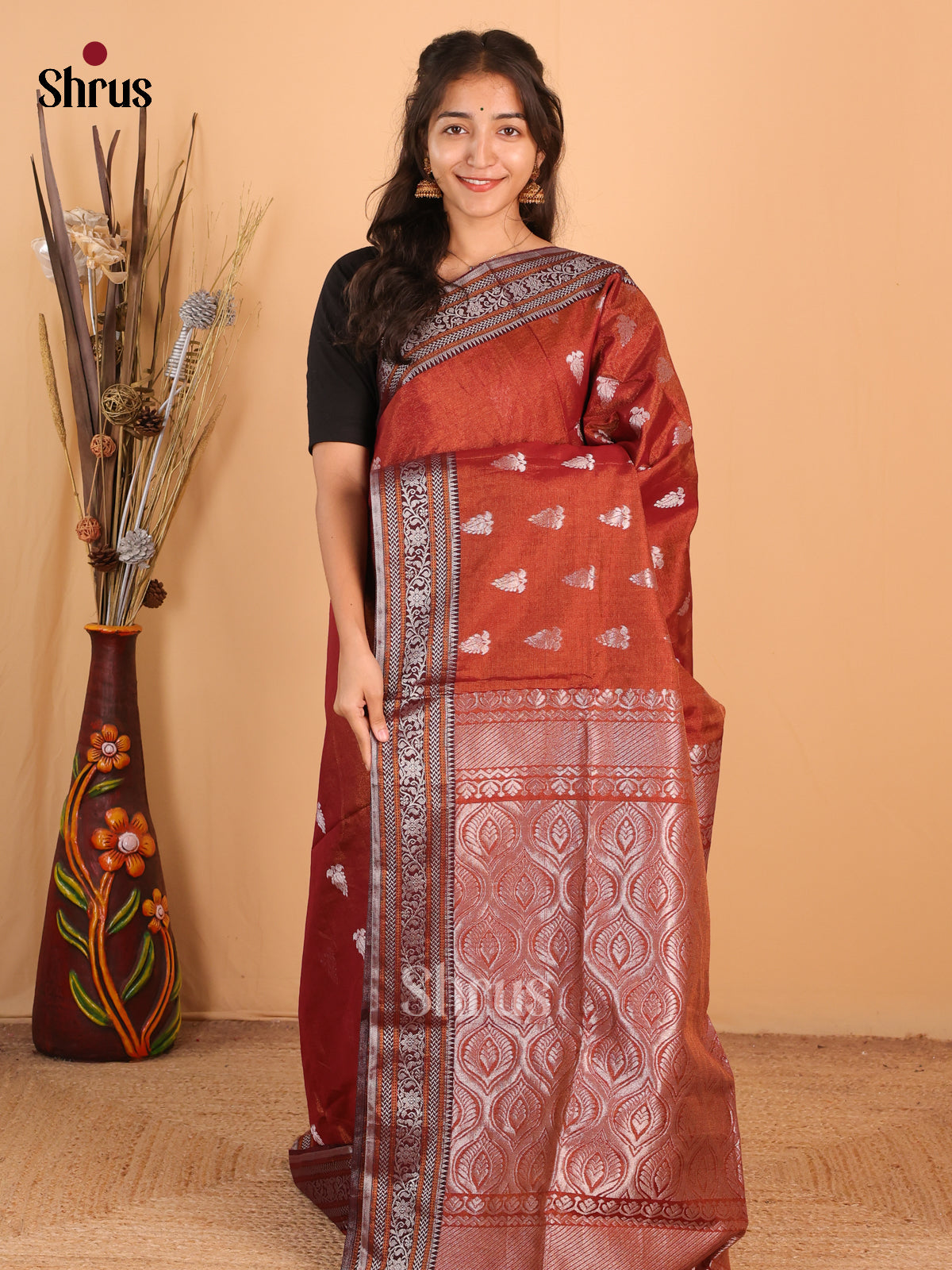 Brown - Bengal cotton Saree - Shop on Shrus.com