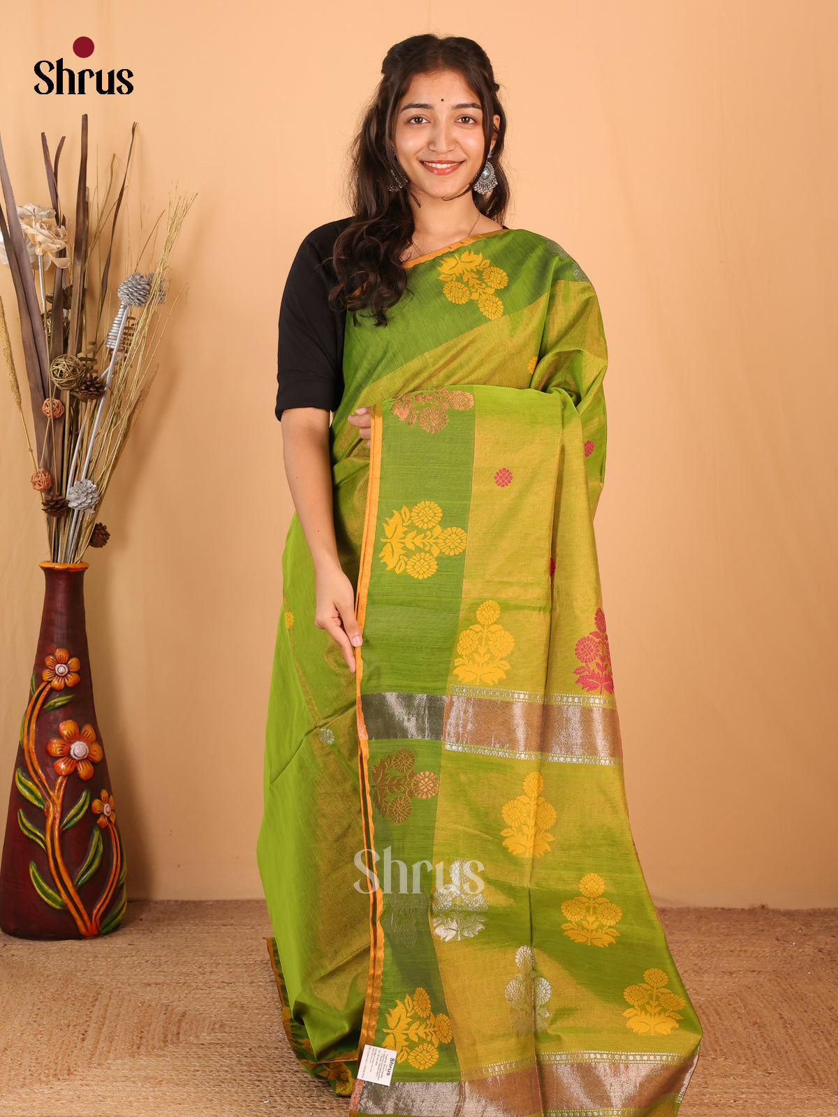 Lite Green - Bengal cotton Saree - Shop on Shrus.com