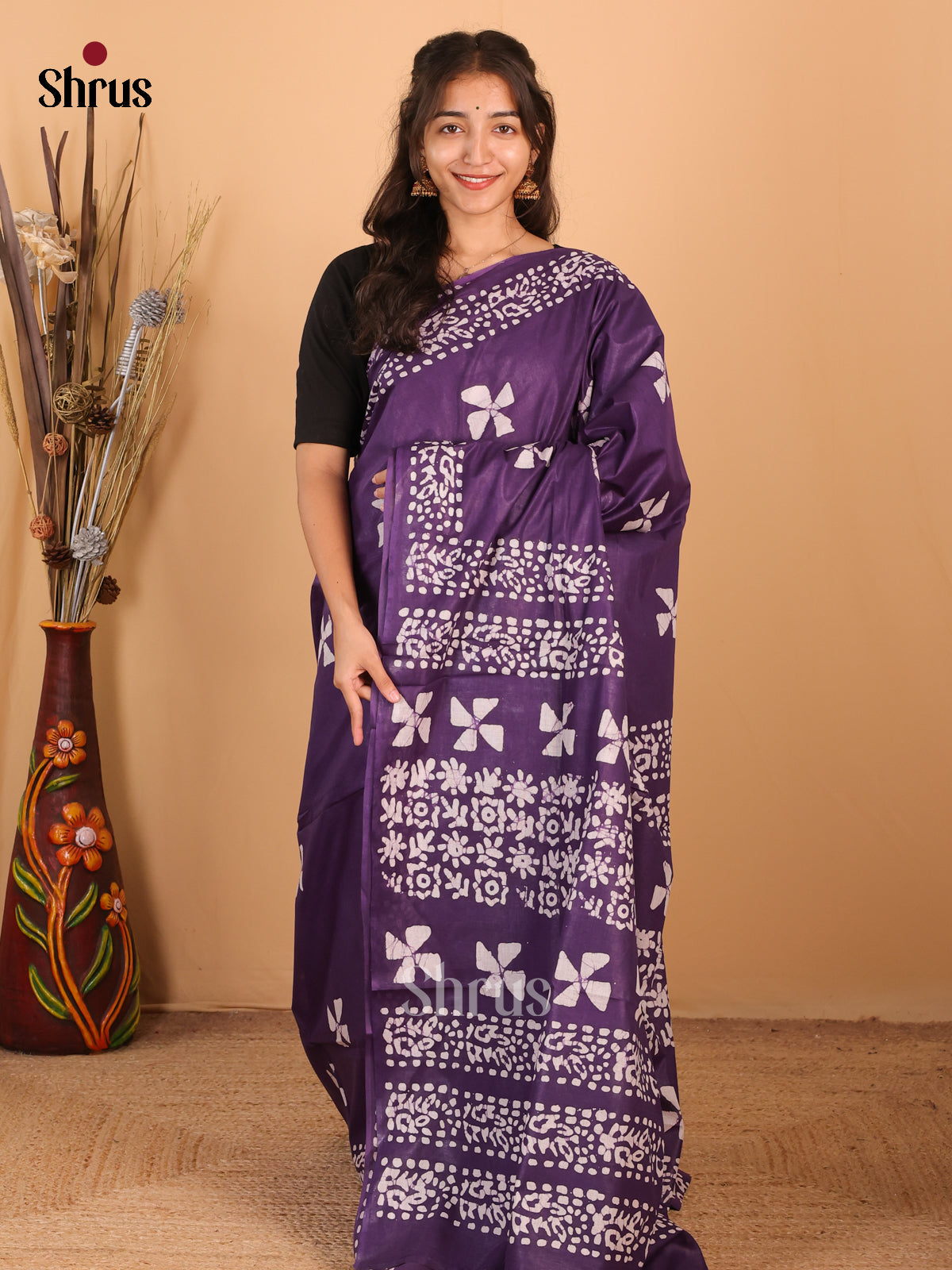 Violet - Bhatik Saree - Shop on Shrus.com