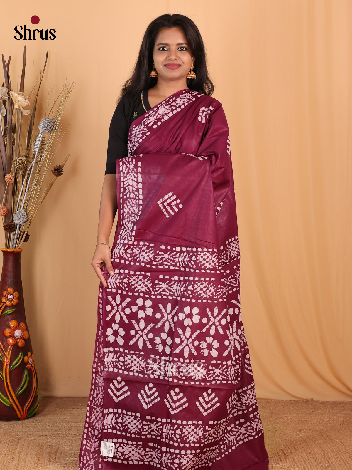 Maroon - Bhatik Saree - Shop on Shrus.com