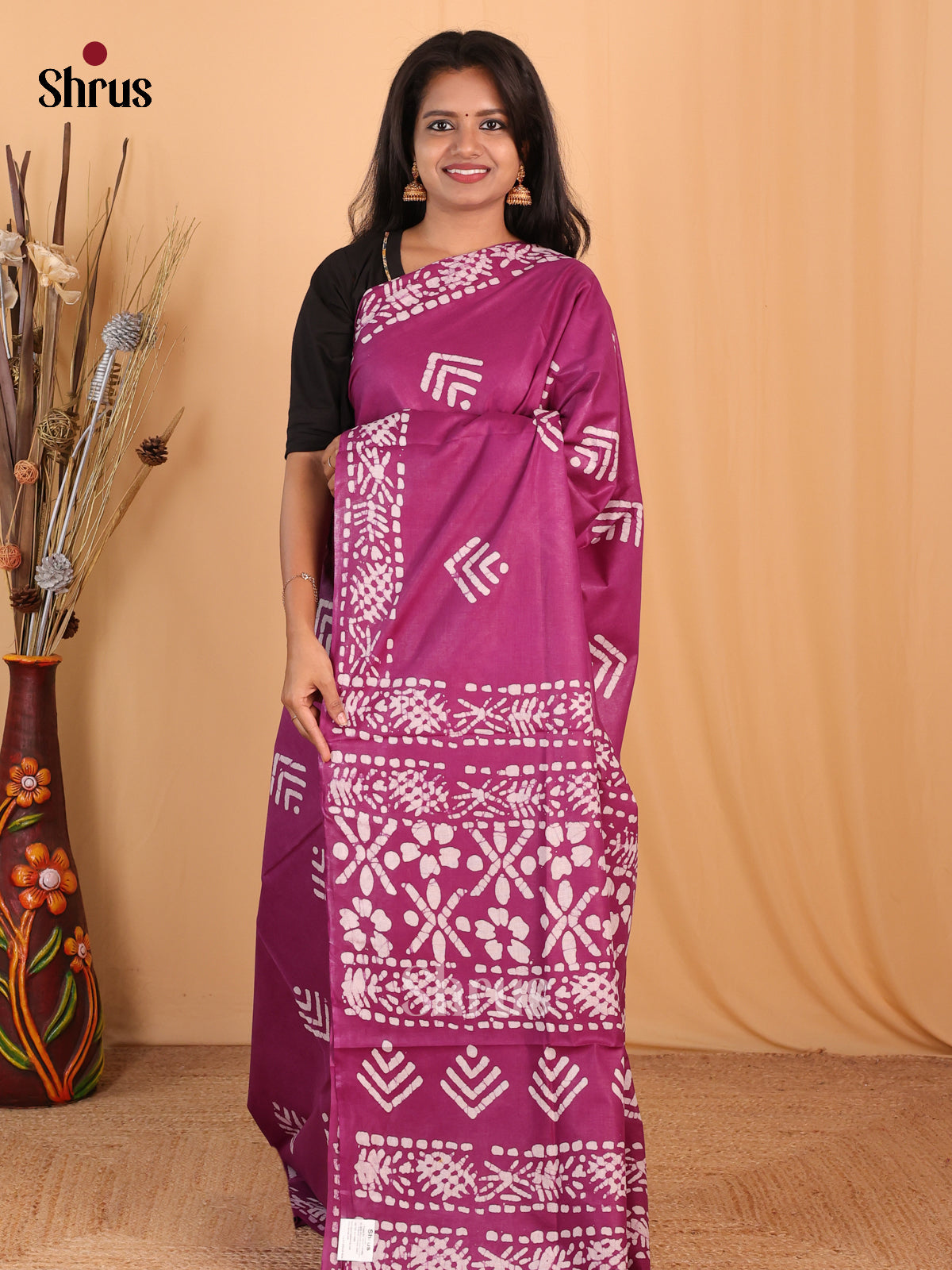 Purple - Bhatik Saree - Shop on Shrus.com