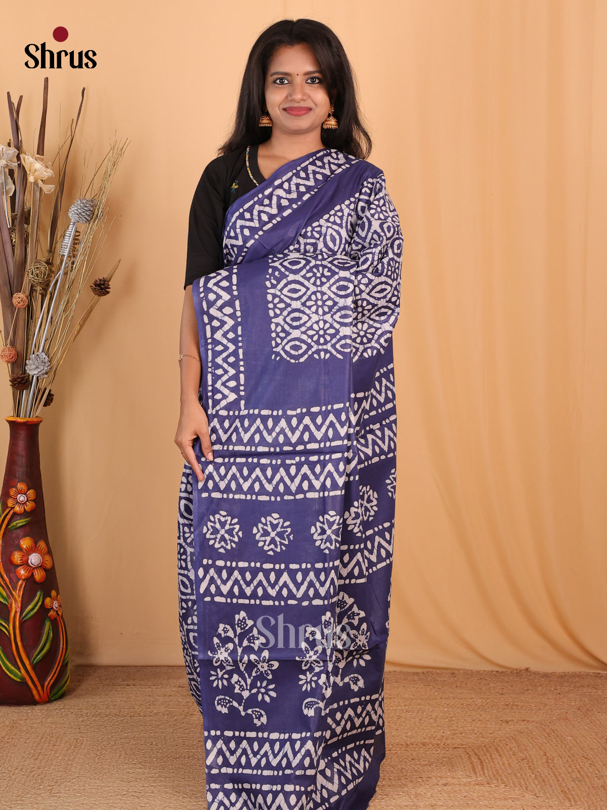 Blue - Bhatik Saree - Shop on Shrus.com