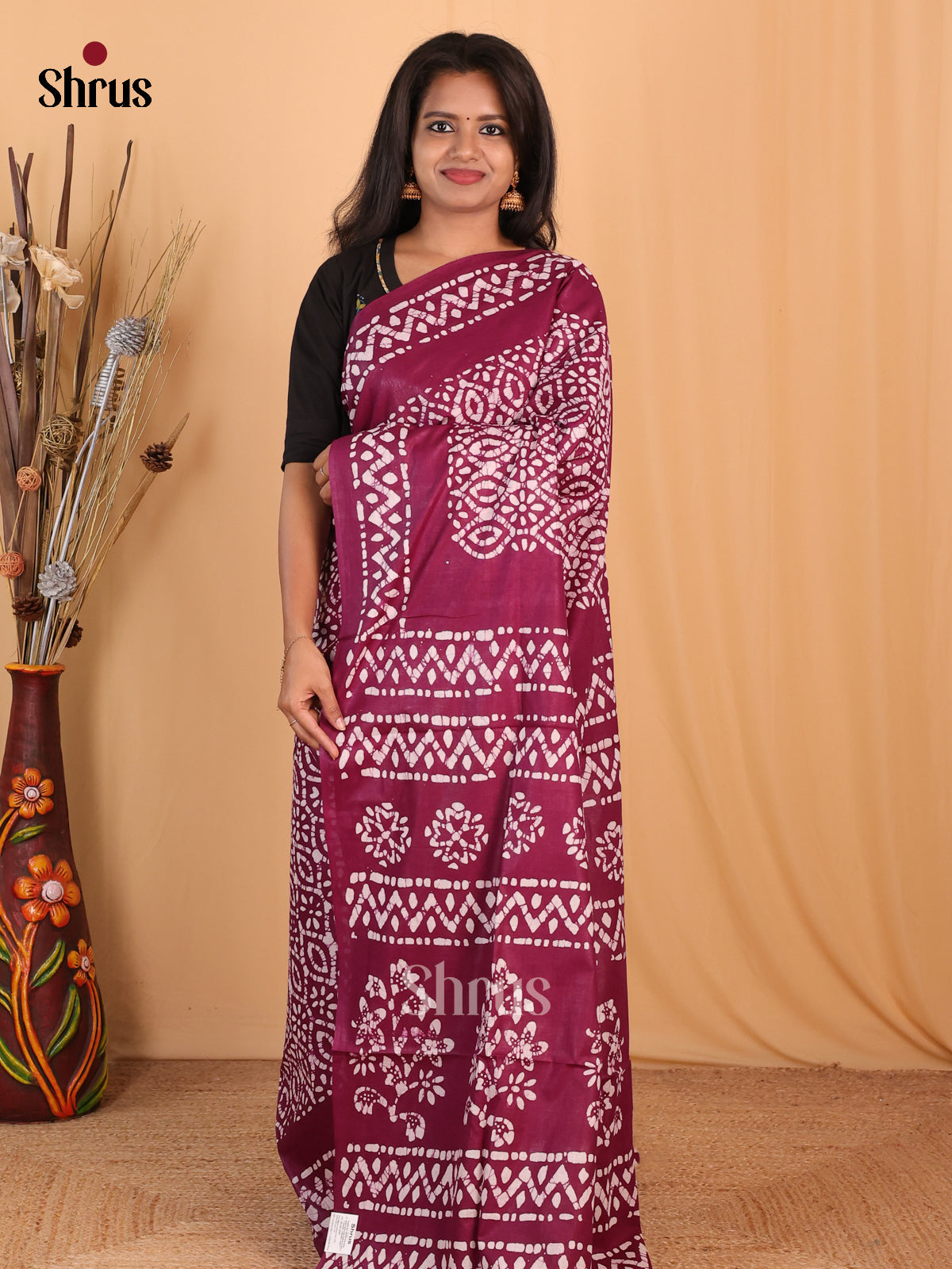 Maroon - Bhatik Saree - Shop on Shrus.com