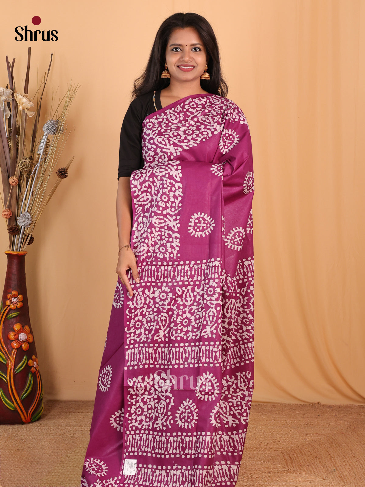 Purple - Bhatik Saree - Shop on Shrus.com