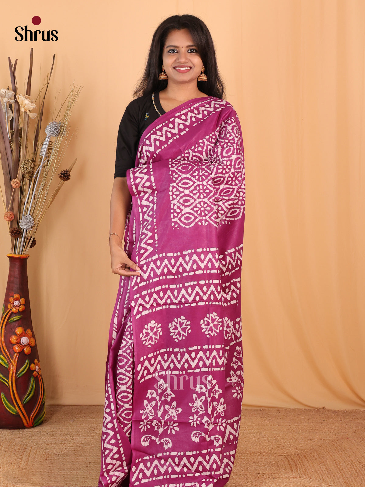 Purple - Bhatik Saree - Shop on Shrus.com
