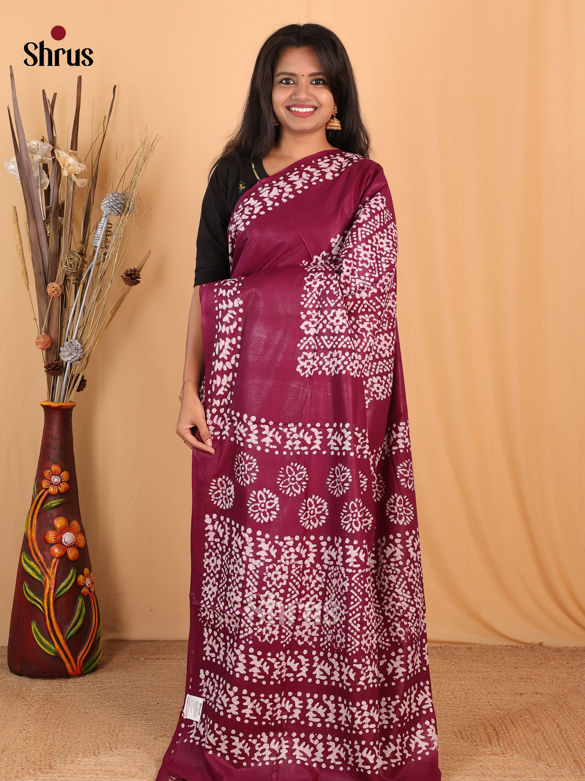 Maroon - Bhatik Saree - Shop on Shrus.com