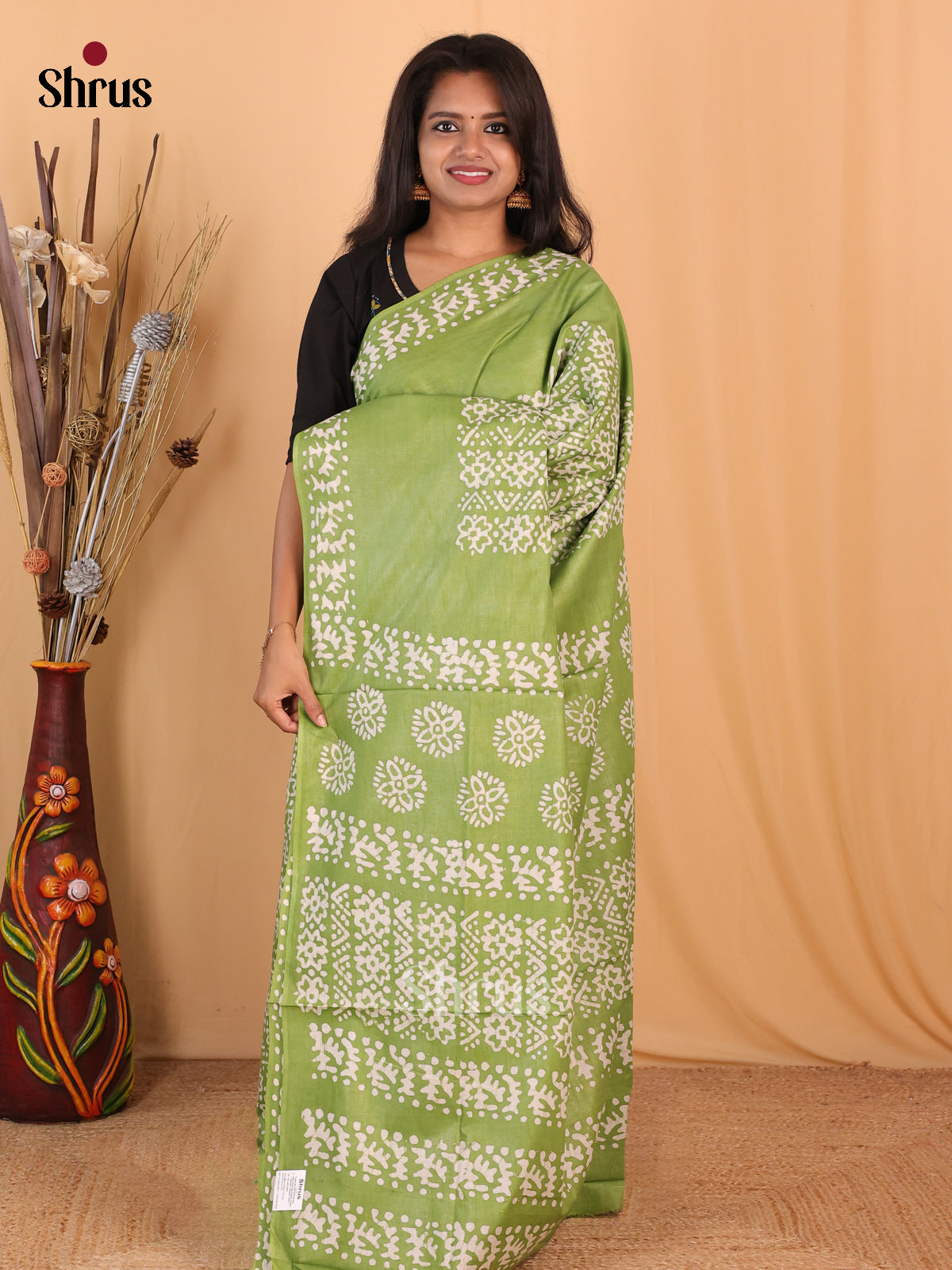 Lite Green- Bhatik Saree - Shop on Shrus.com
