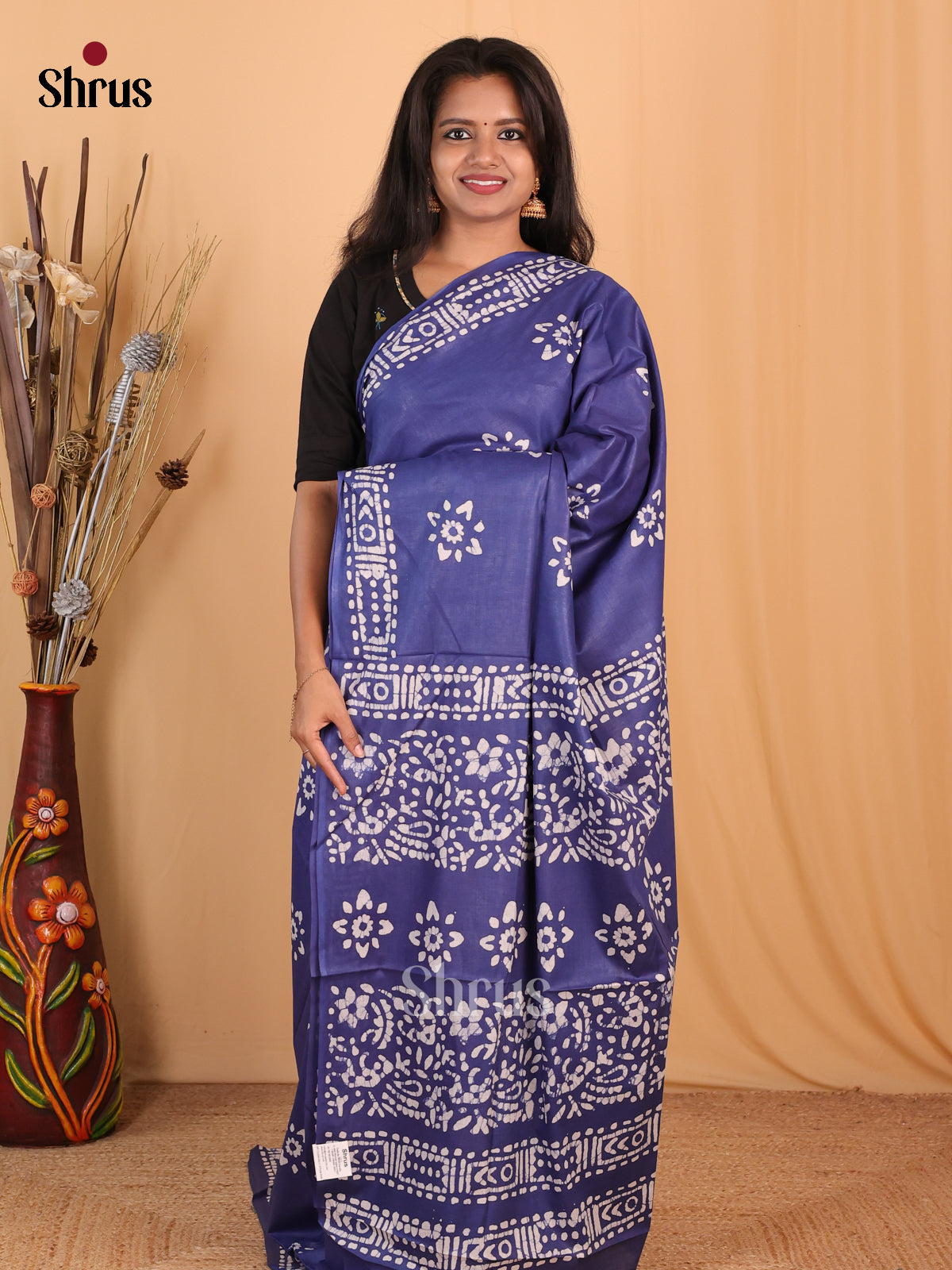 Blue - Bhatik Saree - Shop on Shrus.com