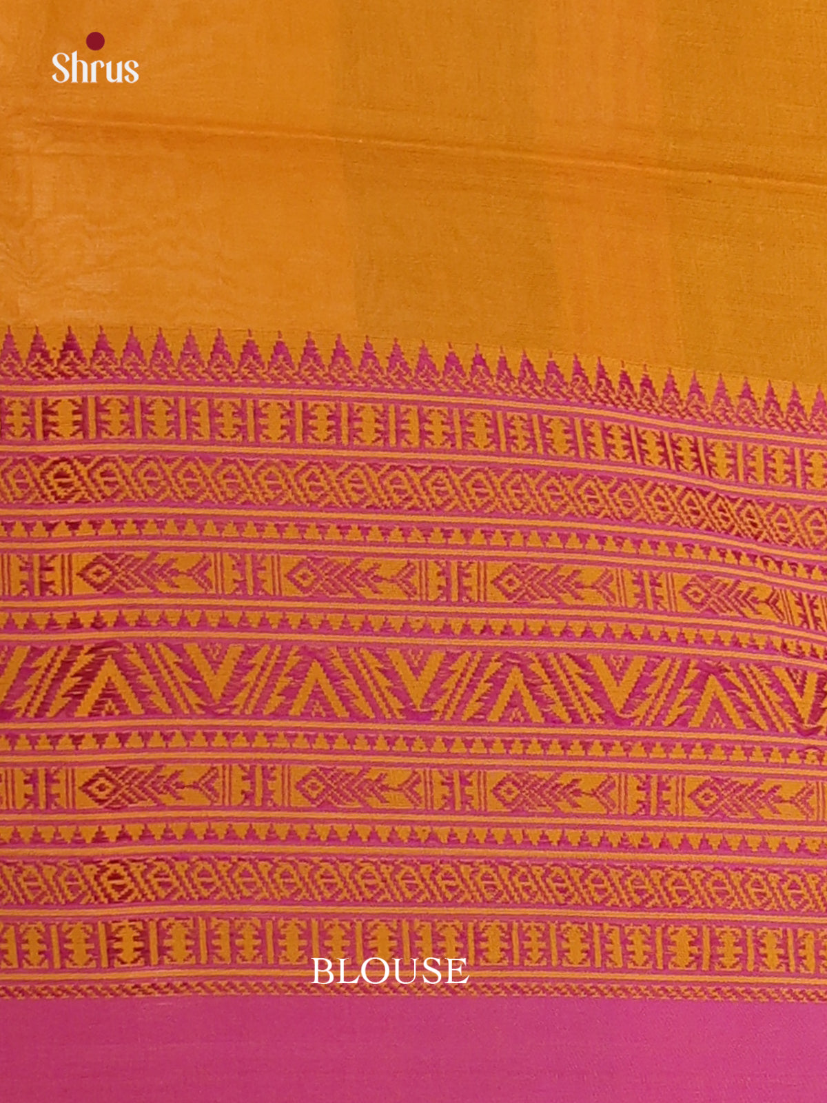 Dark Mustard & Pink - Bengal cotton Saree - Shop on Shrus.com