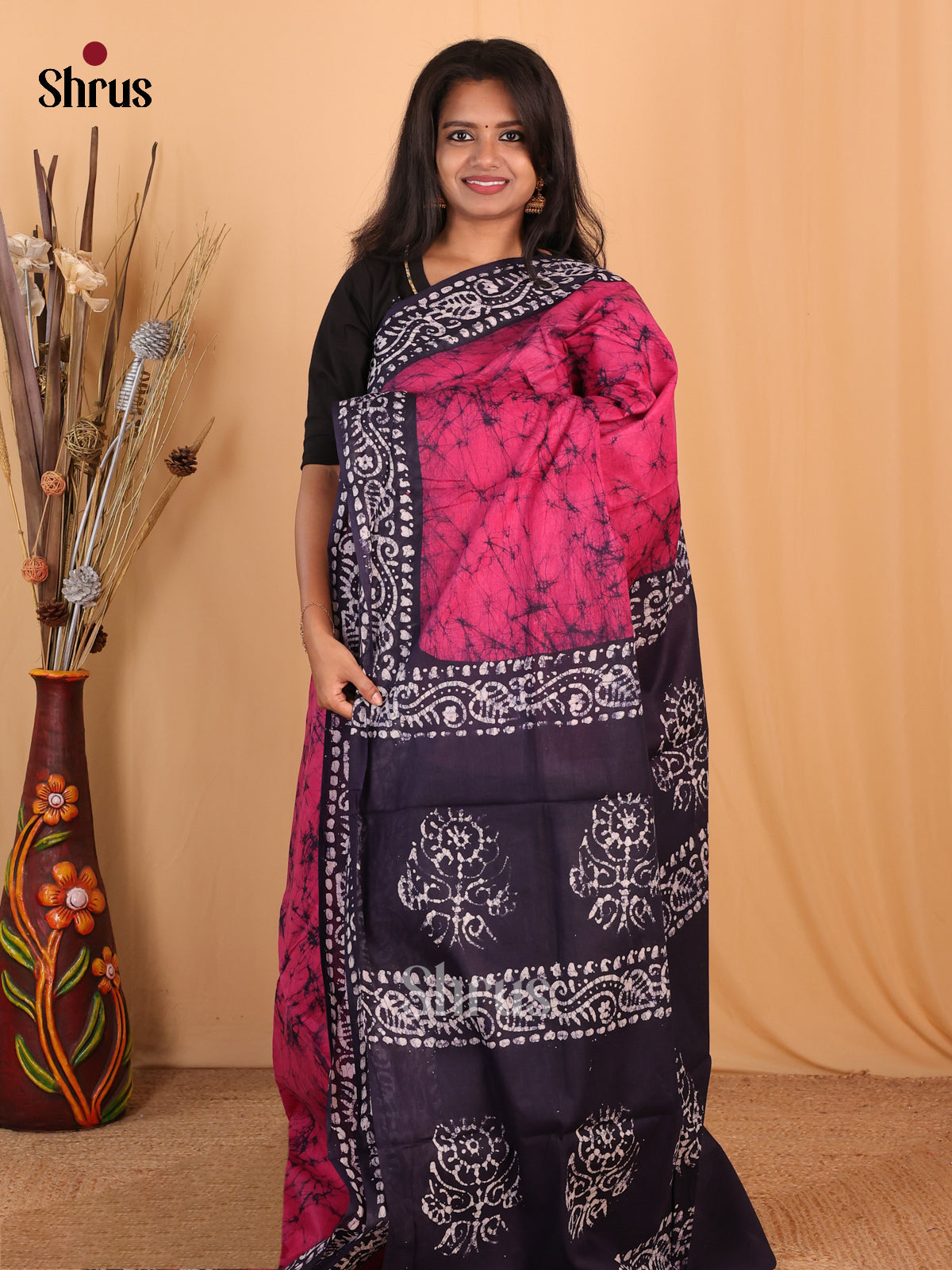 Pink & Blue - Bhatik Saree - Shop on Shrus.com
