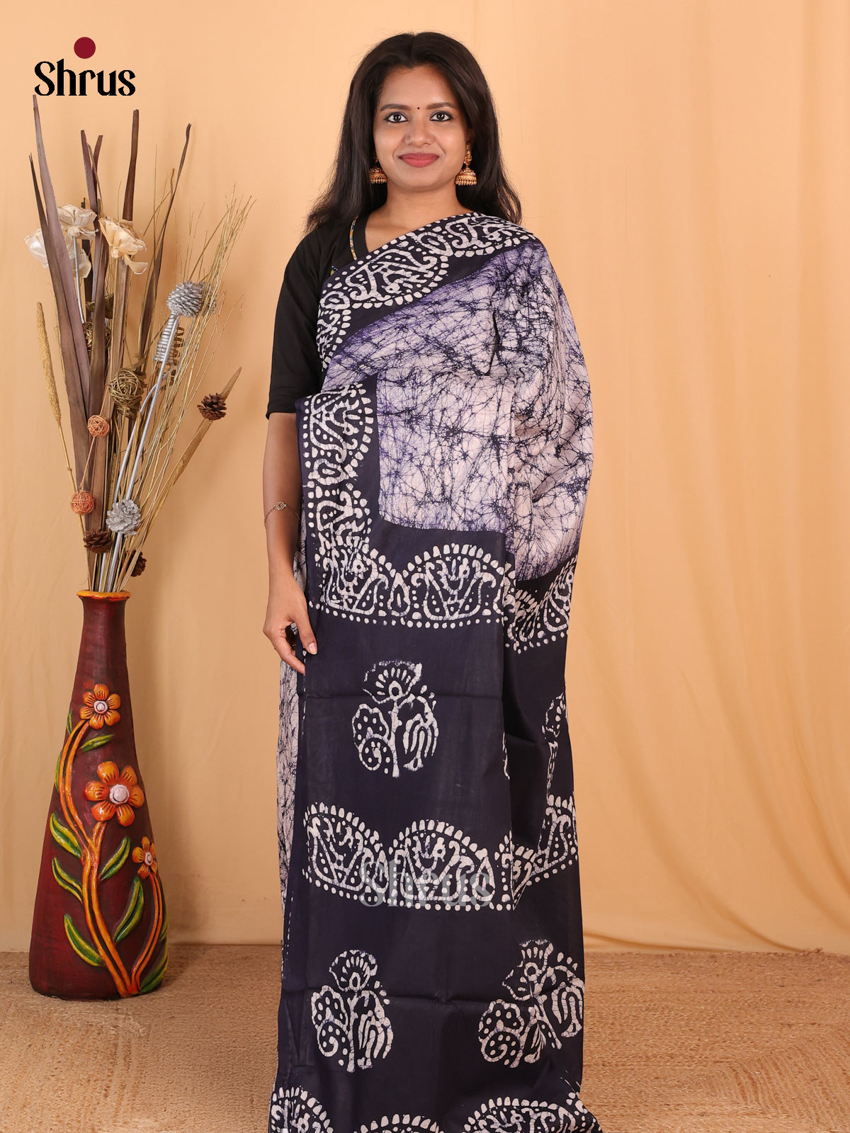 White & Blue - Bhatik Saree - Shop on Shrus.com