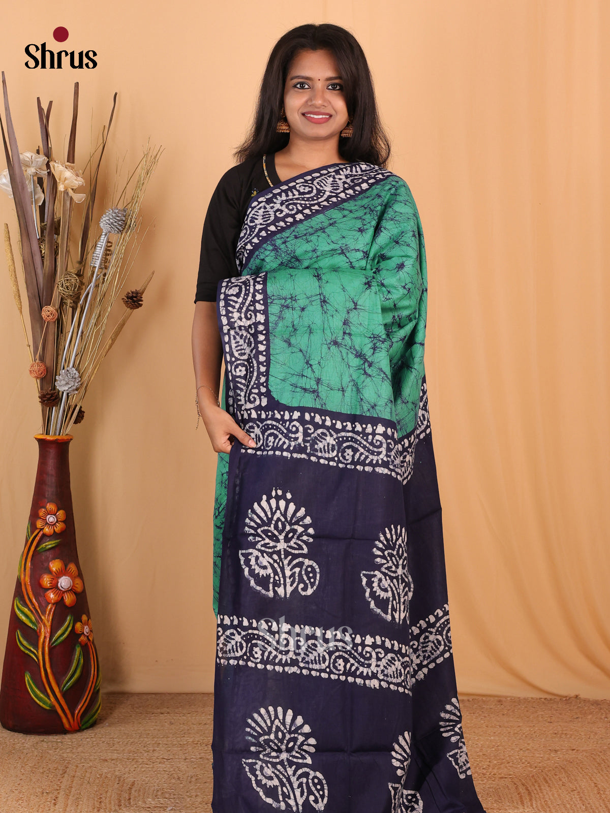 Green & Blue- Bhatik Saree - Shop on Shrus.com