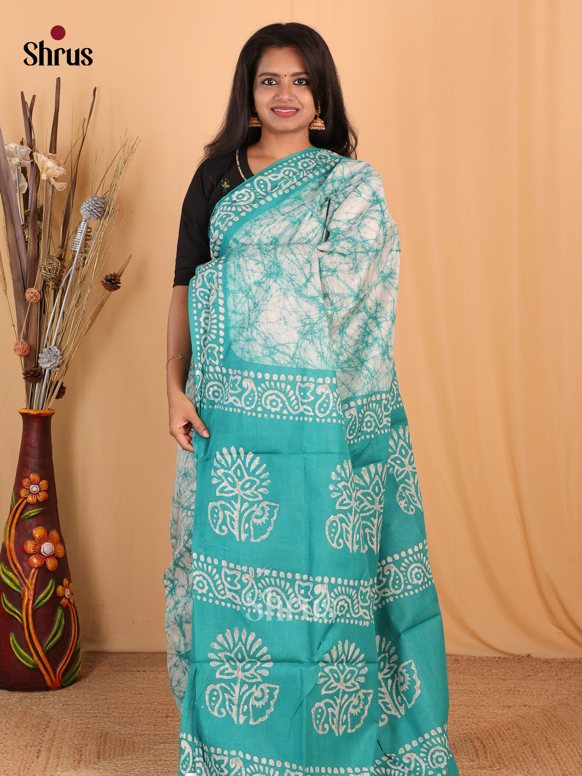 White & Blue - Bhatik Saree - Shop on Shrus.com