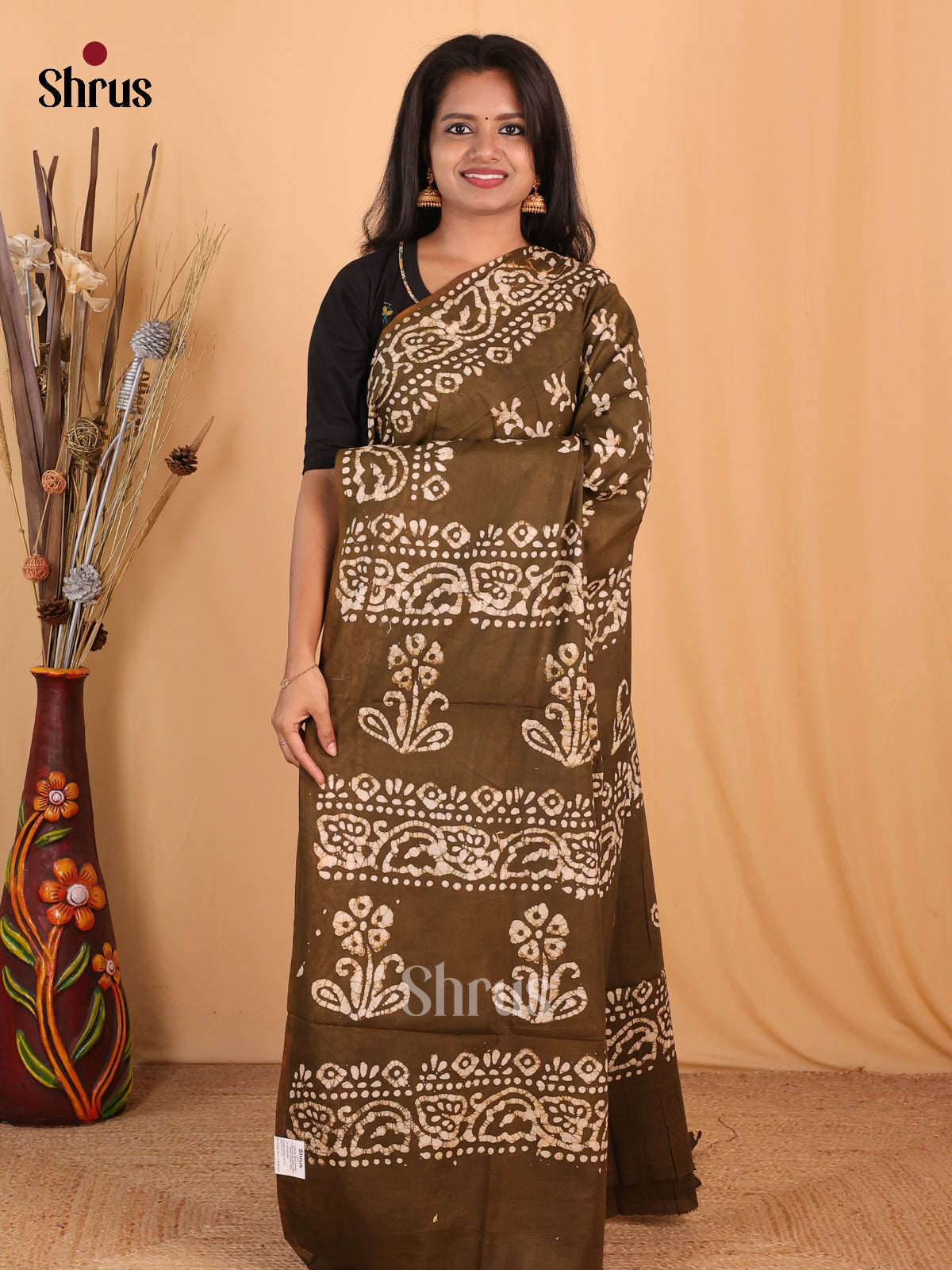 Kakhi Green - Bhatik Saree - Shop on Shrus.com