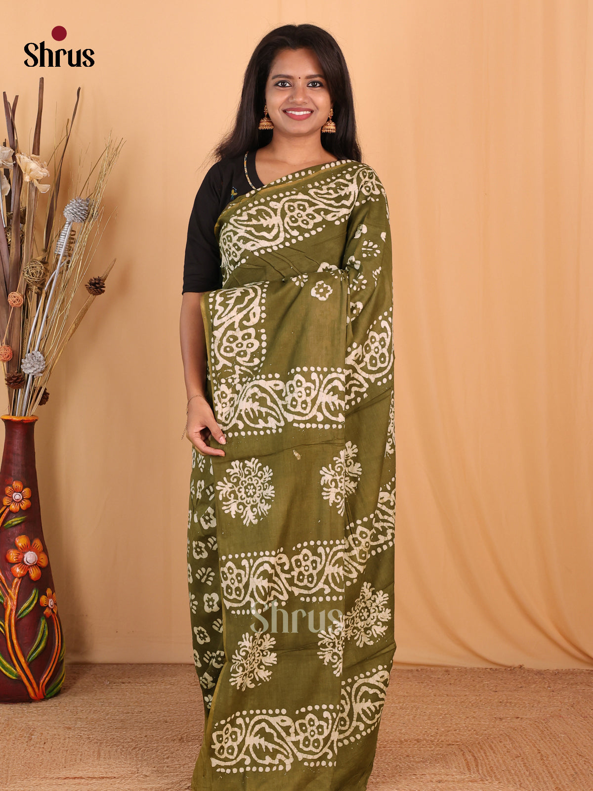 Chutney green- Bhatik Saree - Shop on Shrus.com