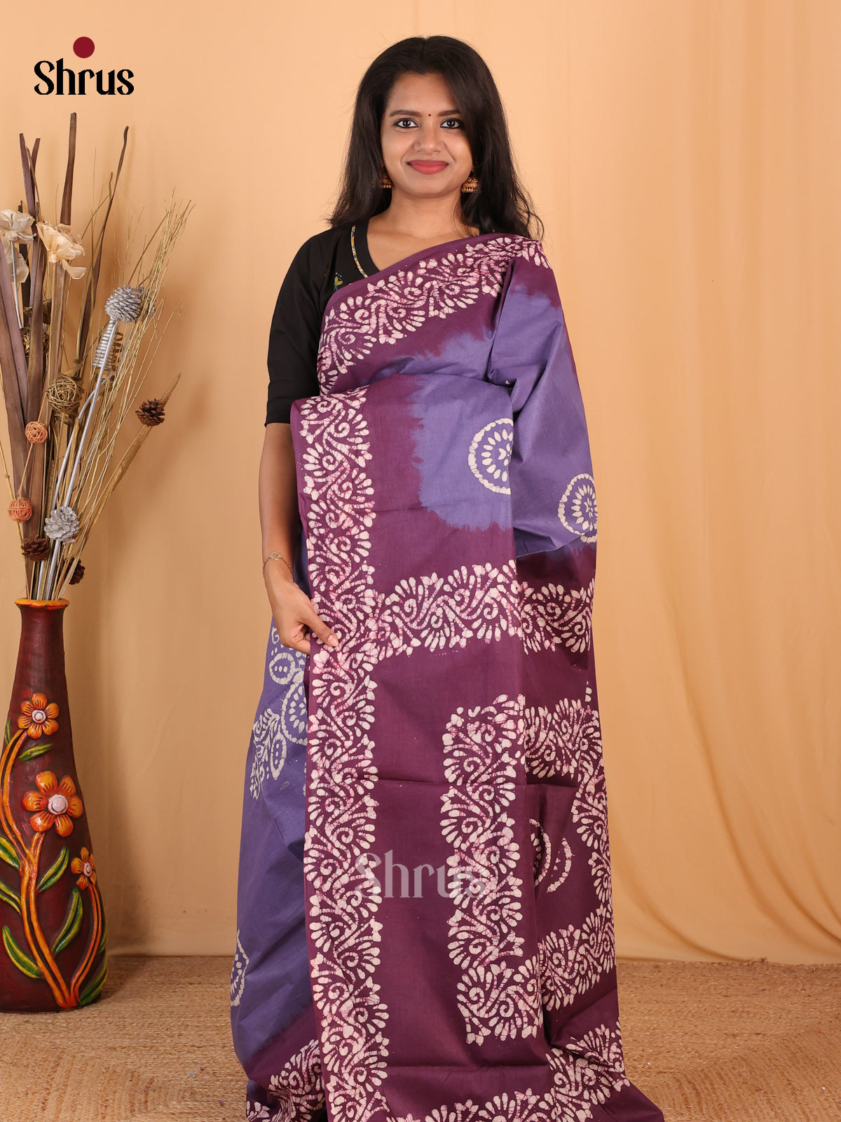 Lavender & Purple - Bhatik Saree - Shop on Shrus.com