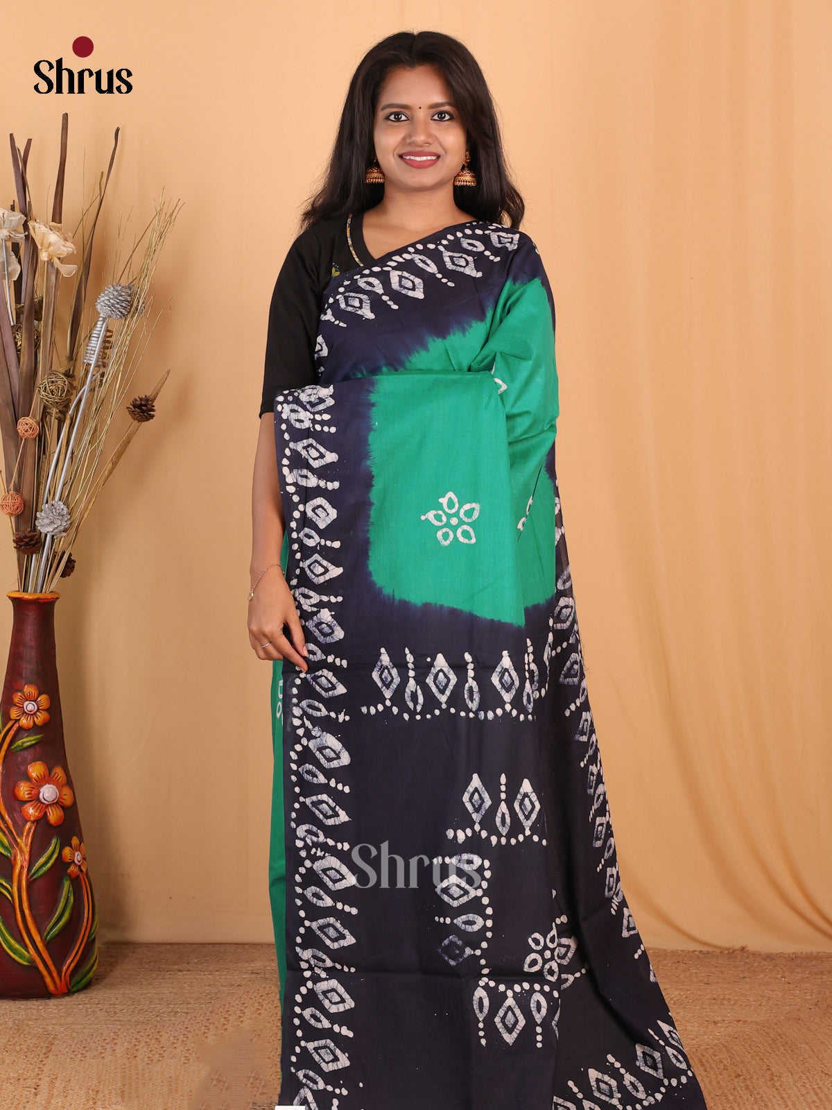 Green & Blue - Bhatik Saree - Shop on Shrus.com