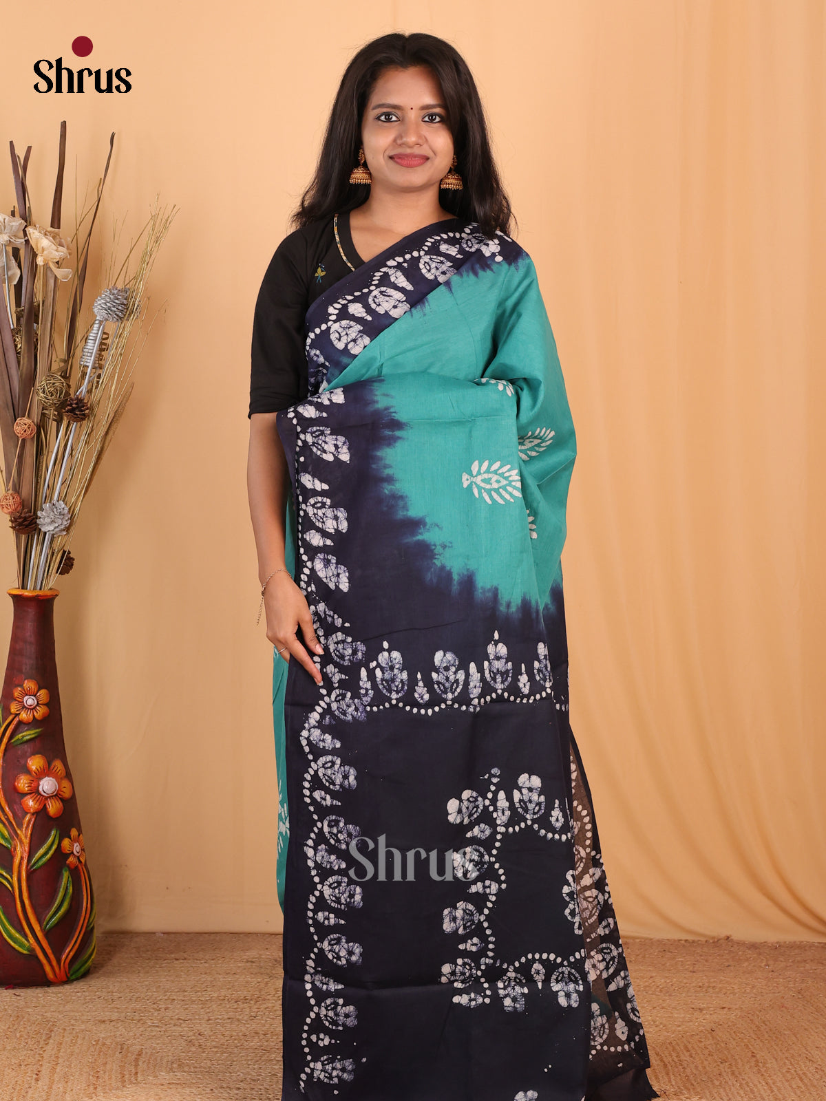 Teal & Blue - Bhatik Saree - Shop on Shrus.com