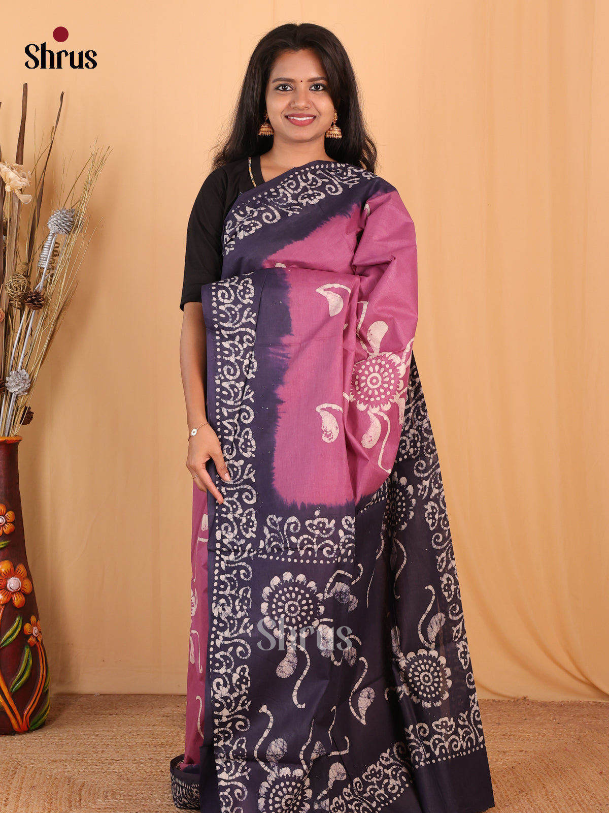 Pink & Blue - Bhatik Saree - Shop on Shrus.com