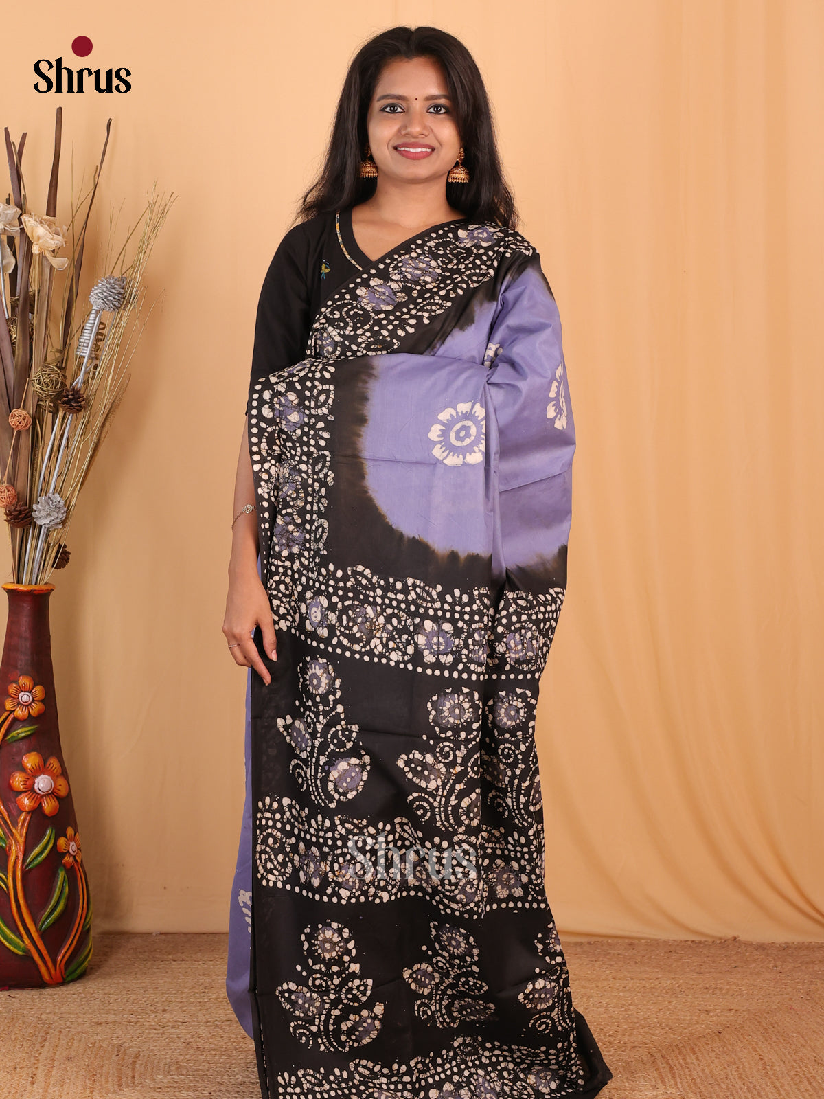 Lavender & Black - Bhatik Saree - Shop on Shrus.com