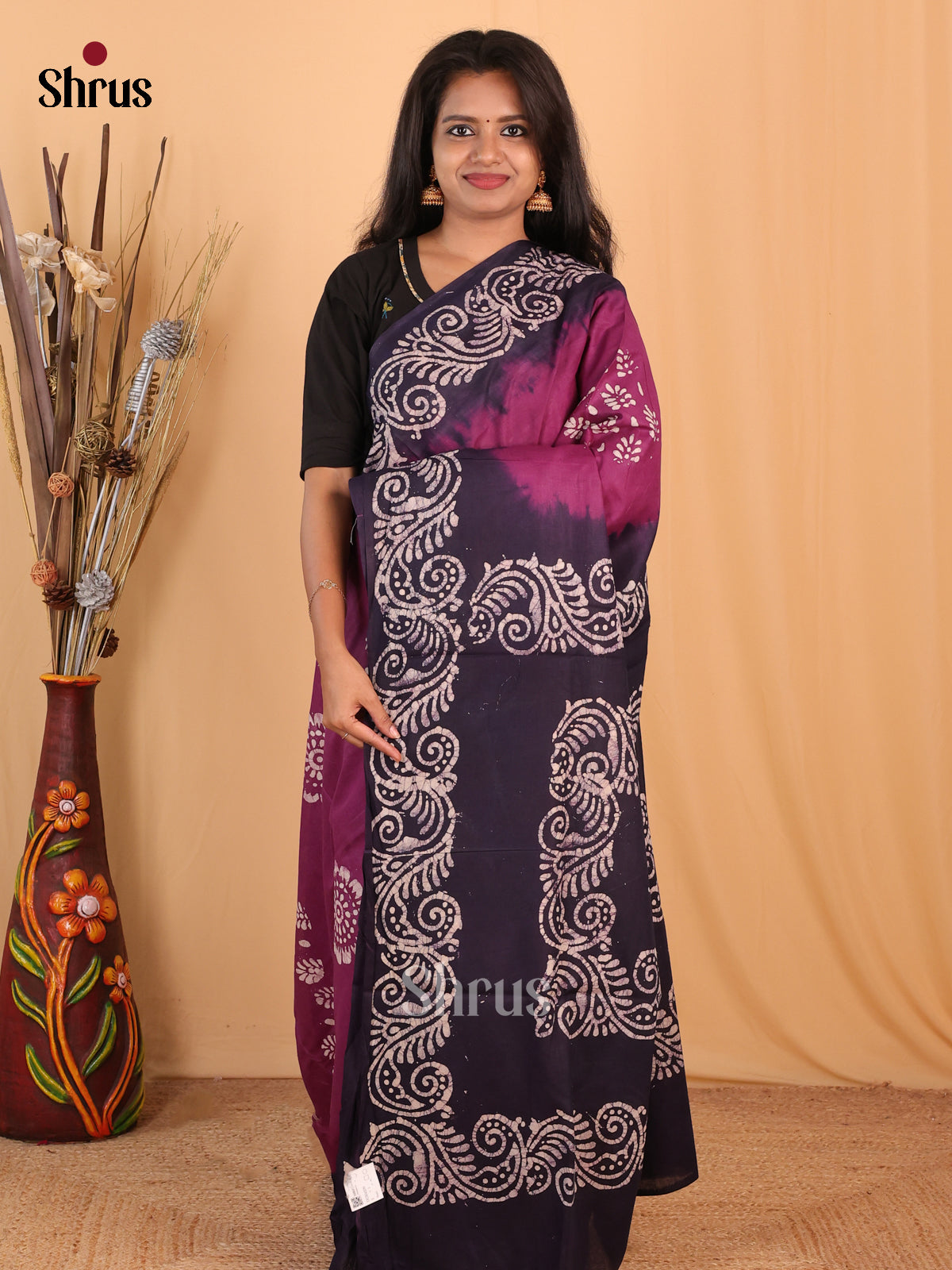 Purple & Violet - Bhatik Saree - Shop on Shrus.com