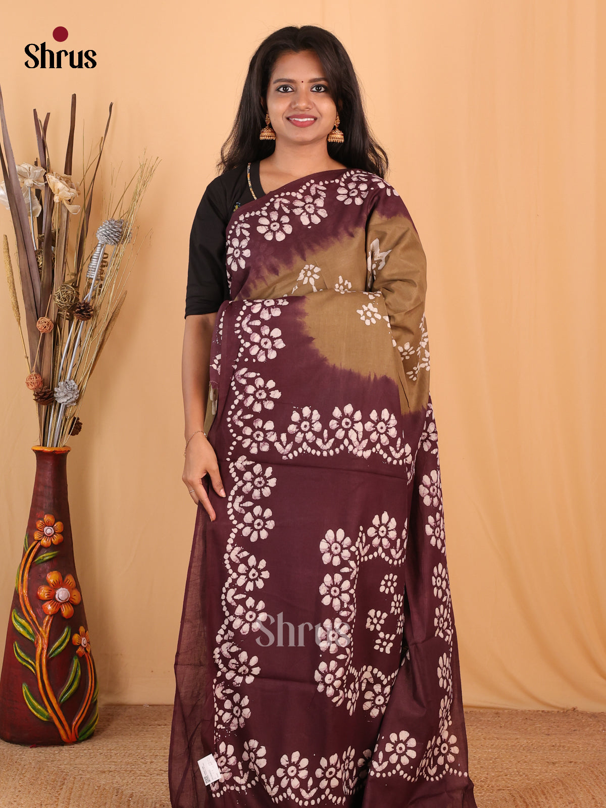 Lite & Dark Brown - Bhatik Saree - Shop on Shrus.com