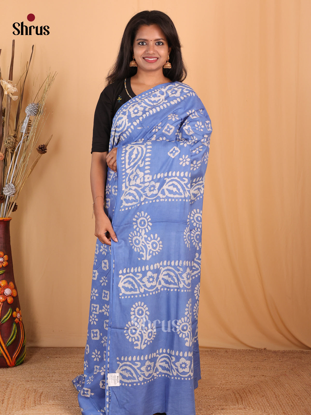 Blue - Bhatik Saree - Shop on Shrus.com