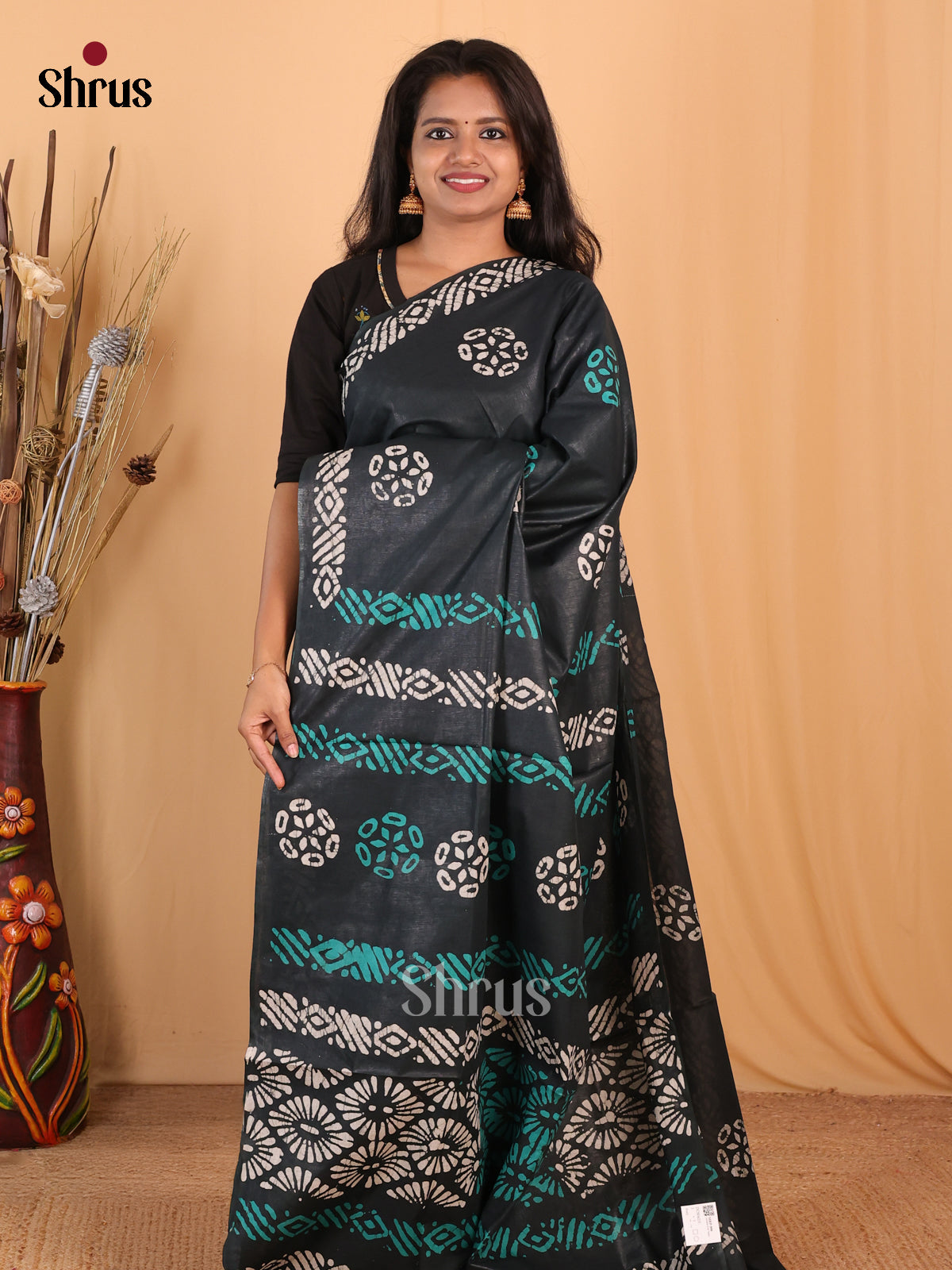 Black - Bhatik Saree - Shop on Shrus.com