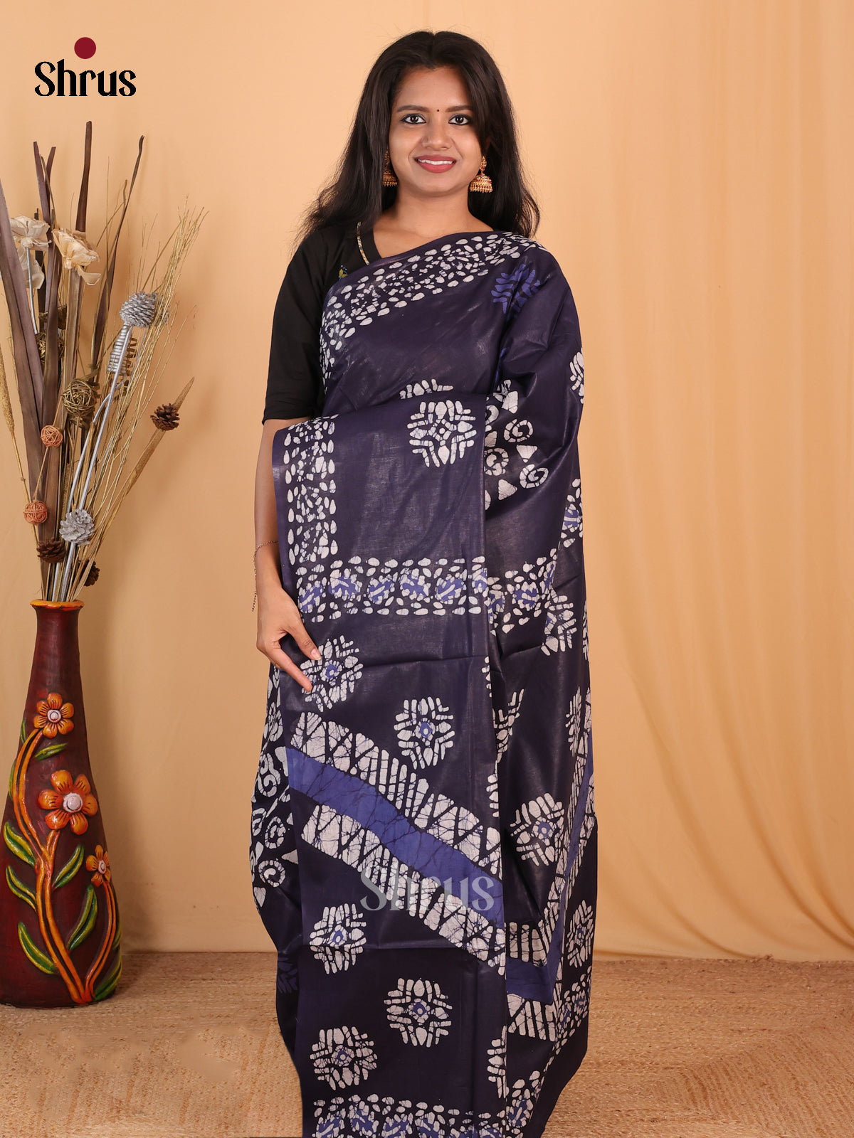 Dark Blue - Bhatik Saree - Shop on Shrus.com