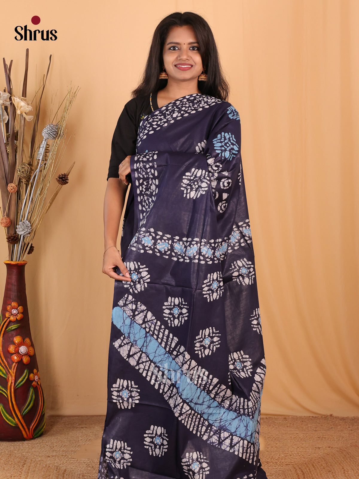 Blue - Bhatik Saree - Shop on Shrus.com