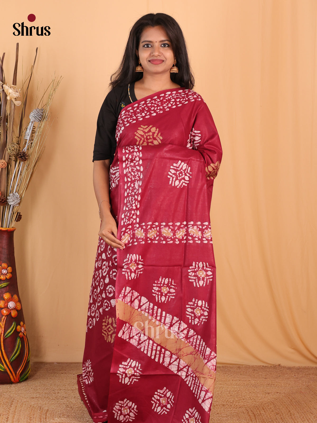 Maroon - Bhatik Saree - Shop on Shrus.com