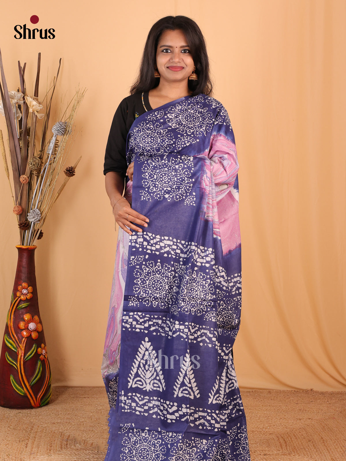 Purple & Blue - Bhatik Saree - Shop on Shrus.com