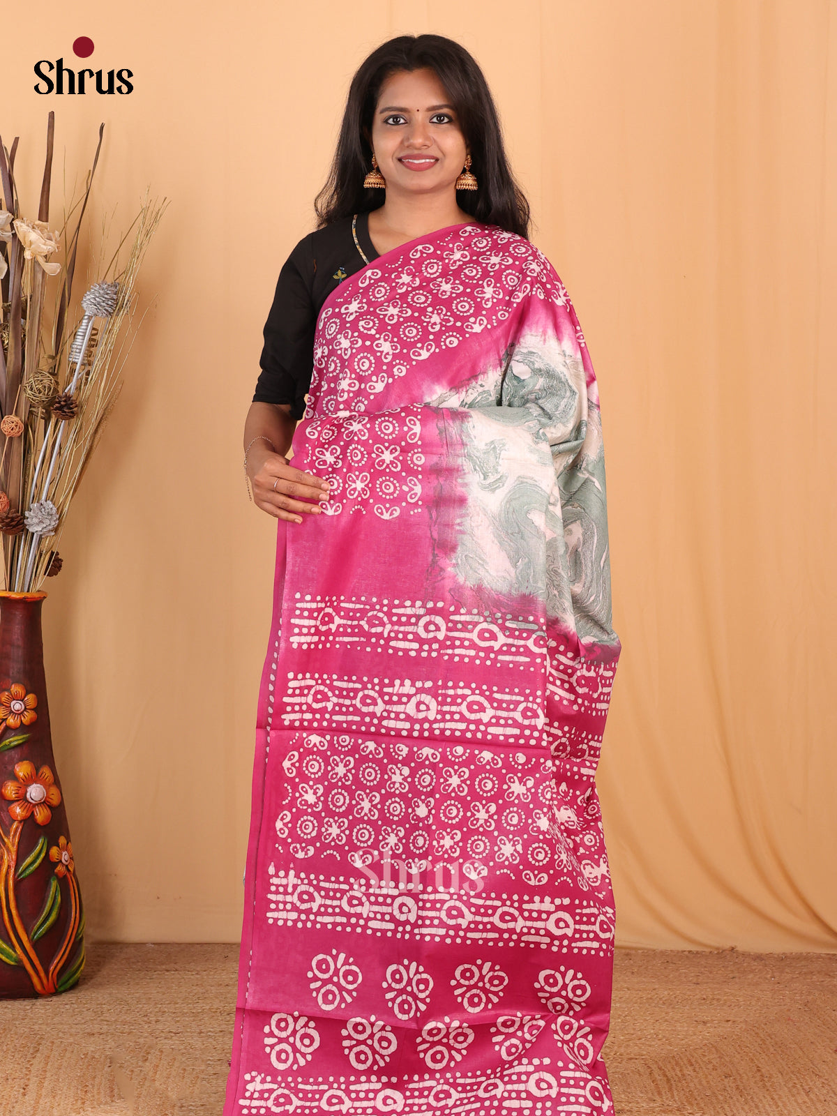 Green & Maroon - Bhatik Saree - Shop on Shrus.com
