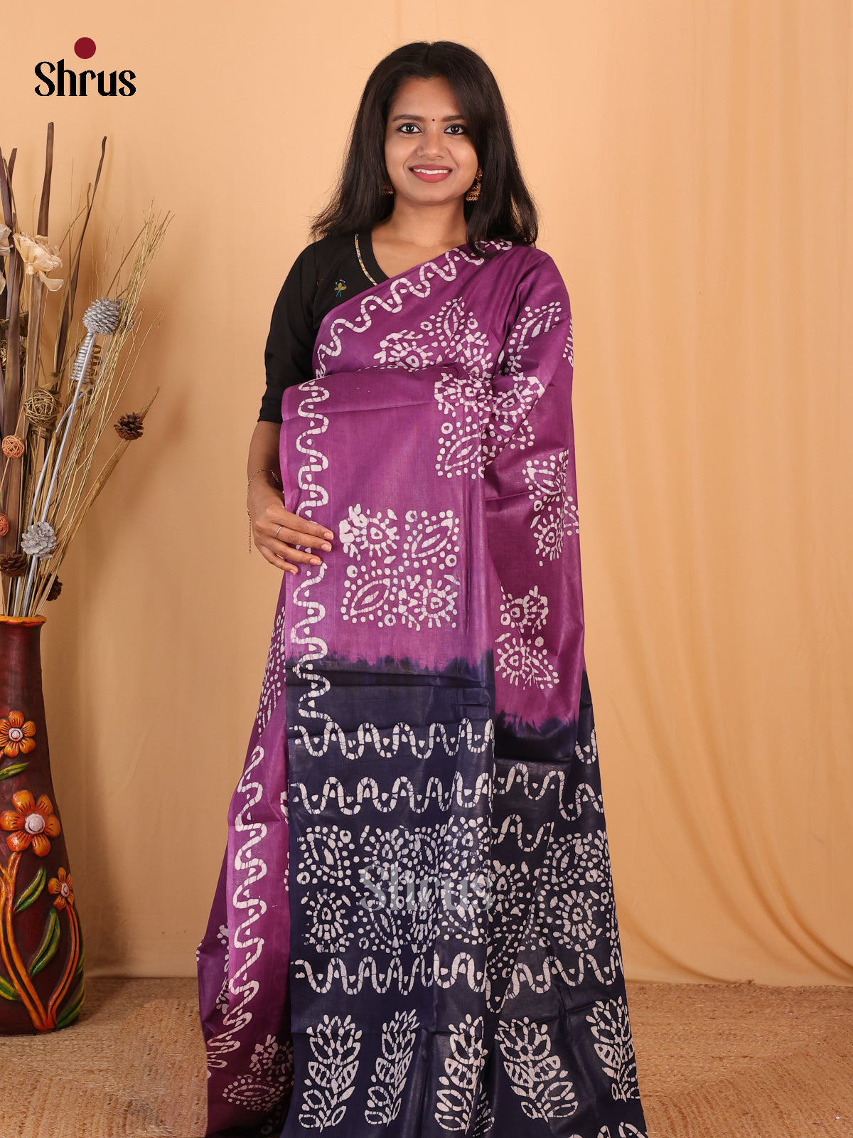 Purple & Violet - Bhatik Saree - Shop on Shrus.com