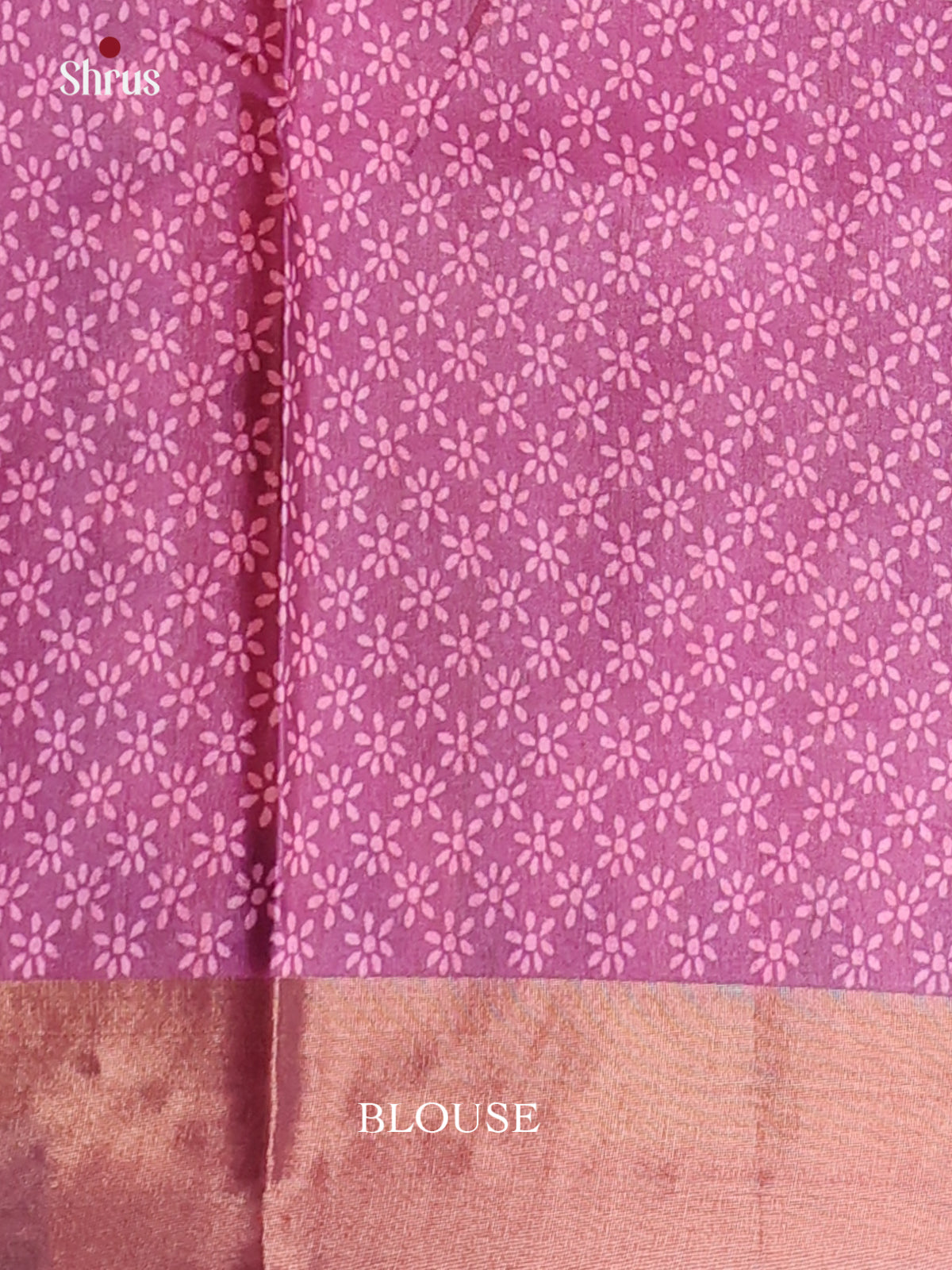 Cream & Pink - Printed Tussar Saree - Shop on Shrus.com