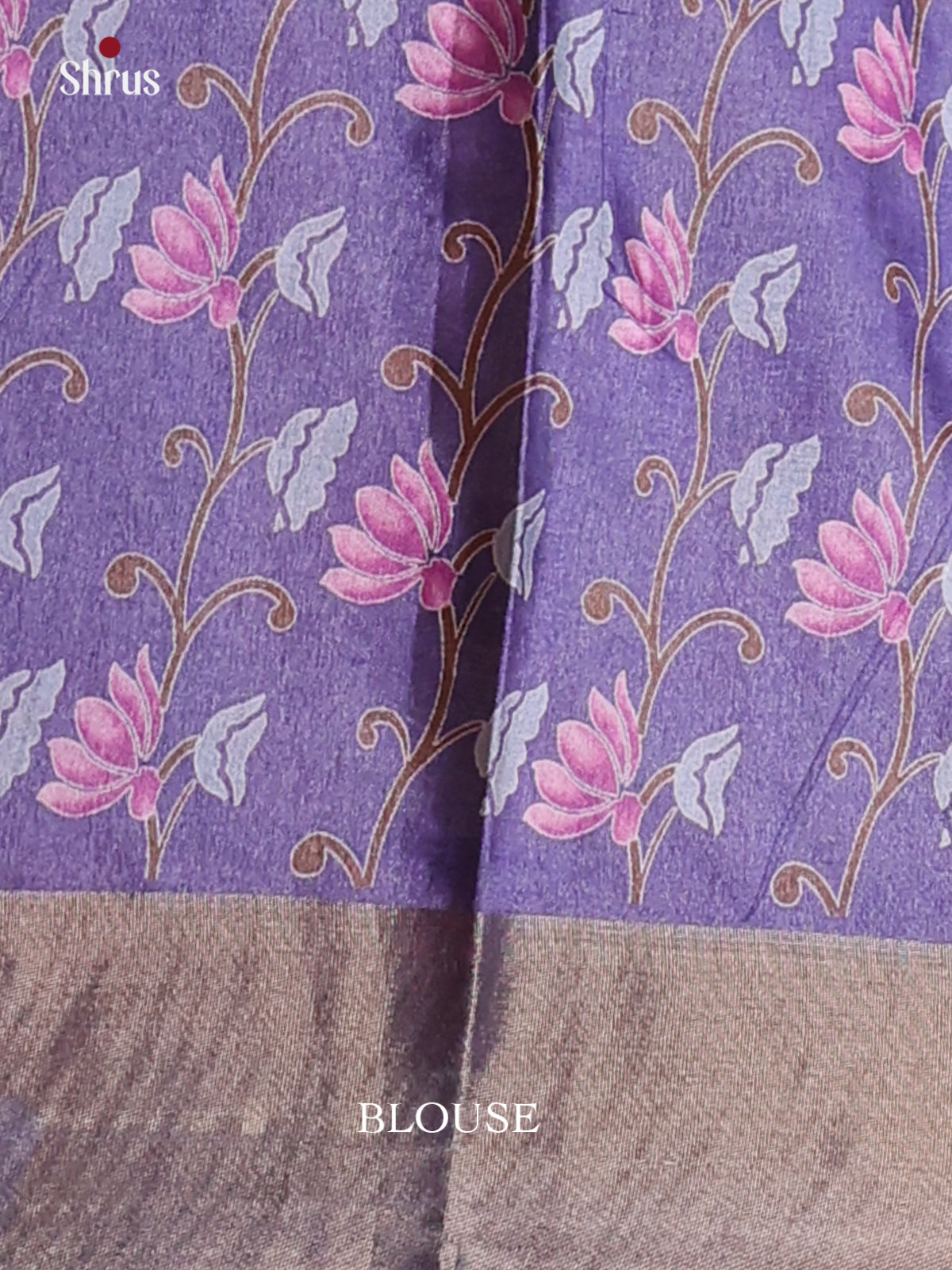 Blue & Purple - Printed Tussar Saree - Shop on Shrus.com