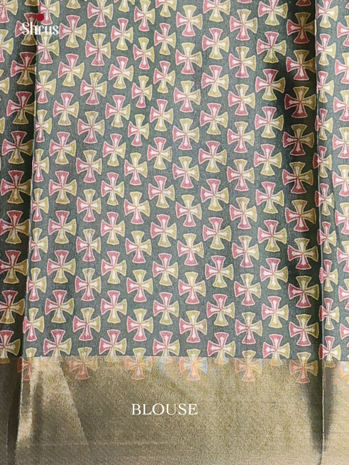 Brown & Green - Printed Tussar Saree - Shop on Shrus.com