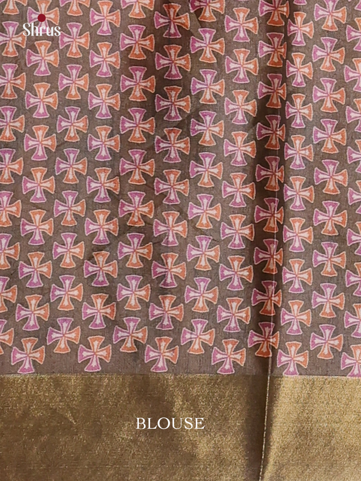 Elephant Grey & Cream - Printed Tussar Saree - Shop on Shrus.com